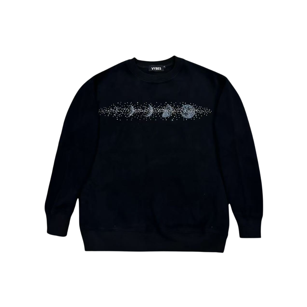 VYBES Rhinestone Moon Crewneck