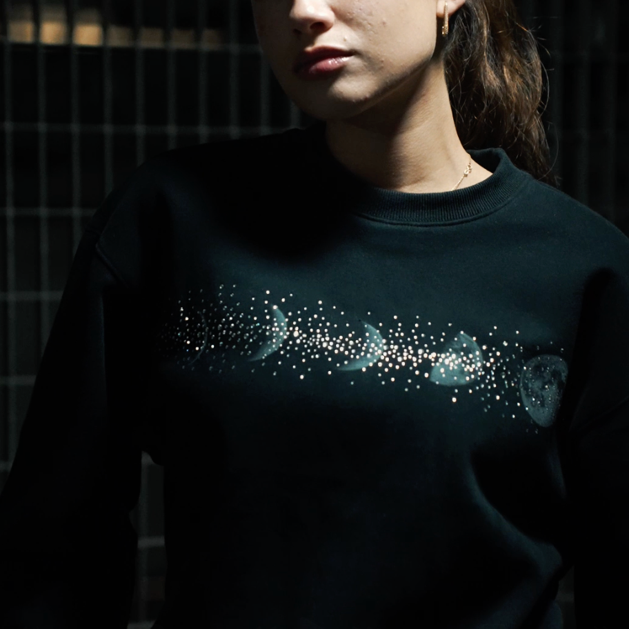 VYBES Rhinestone Moon Crewneck