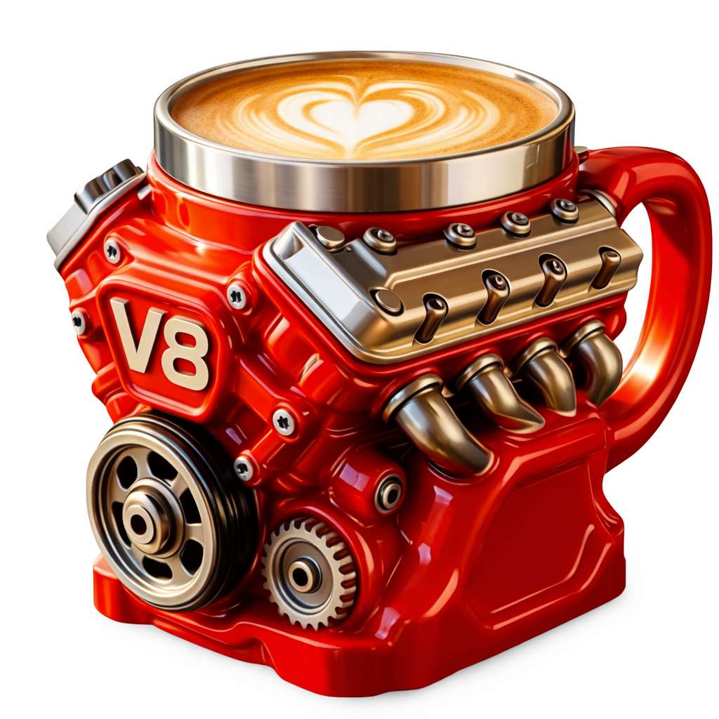 Engine Coffee Mug, Car Engine Themed Coffee Mug, Personalized Creative Retro-Styled Mechanic Cup with Double Wall Insulation Perfect for Father's Day, Husband, Mechanic, Car Enthusiast Gifts (1pc)
