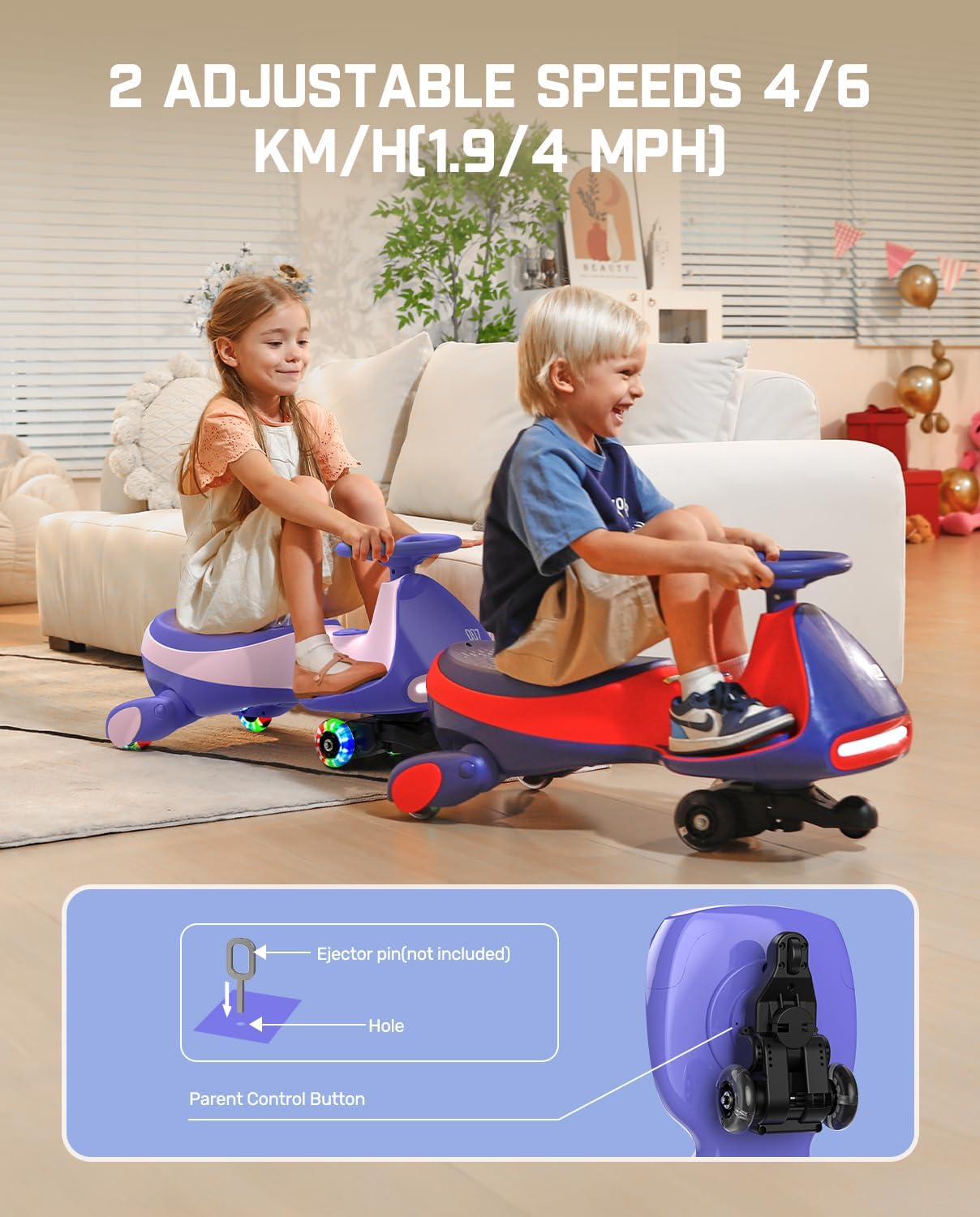 [SALE]⚡️Electric Wiggle Car for Kids – 2 Speeds, Lights & Music