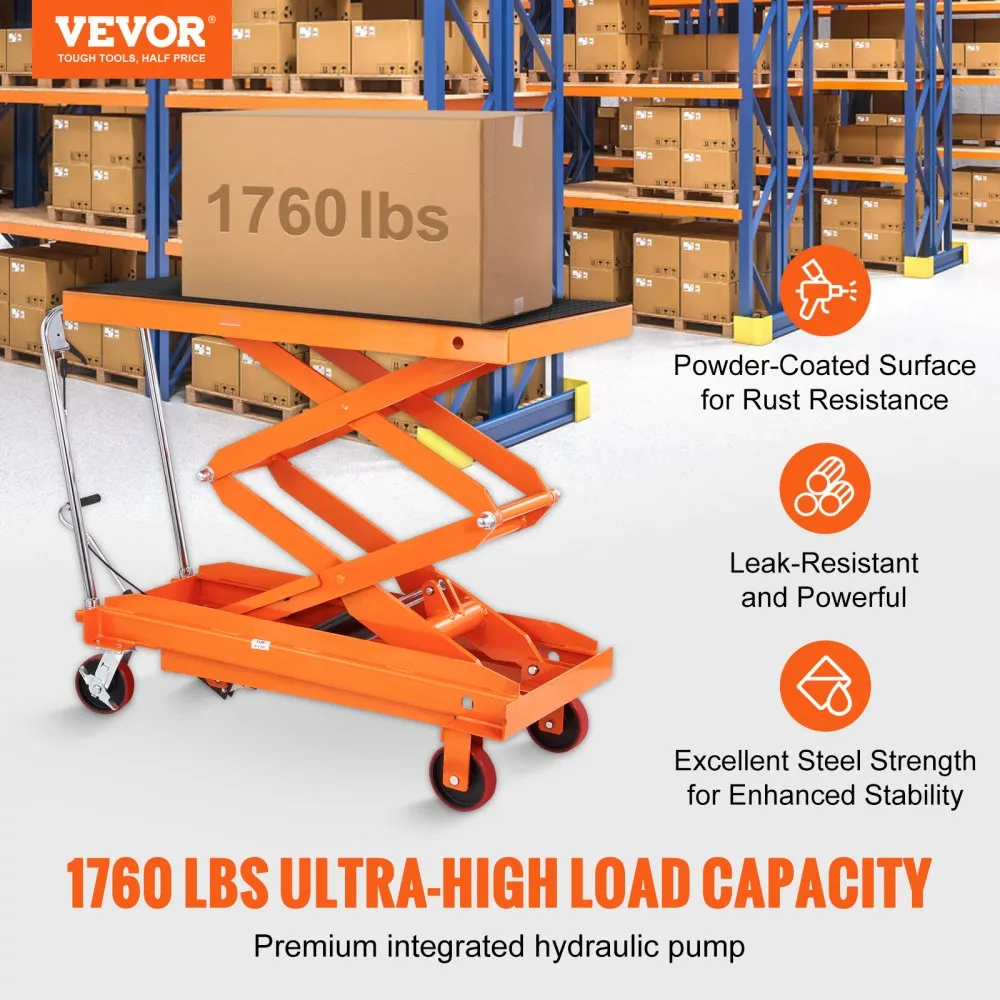 VEVOR Hydraulic Lift Table Cart | 330 lbs | 770 lbs | 1,760 lbs