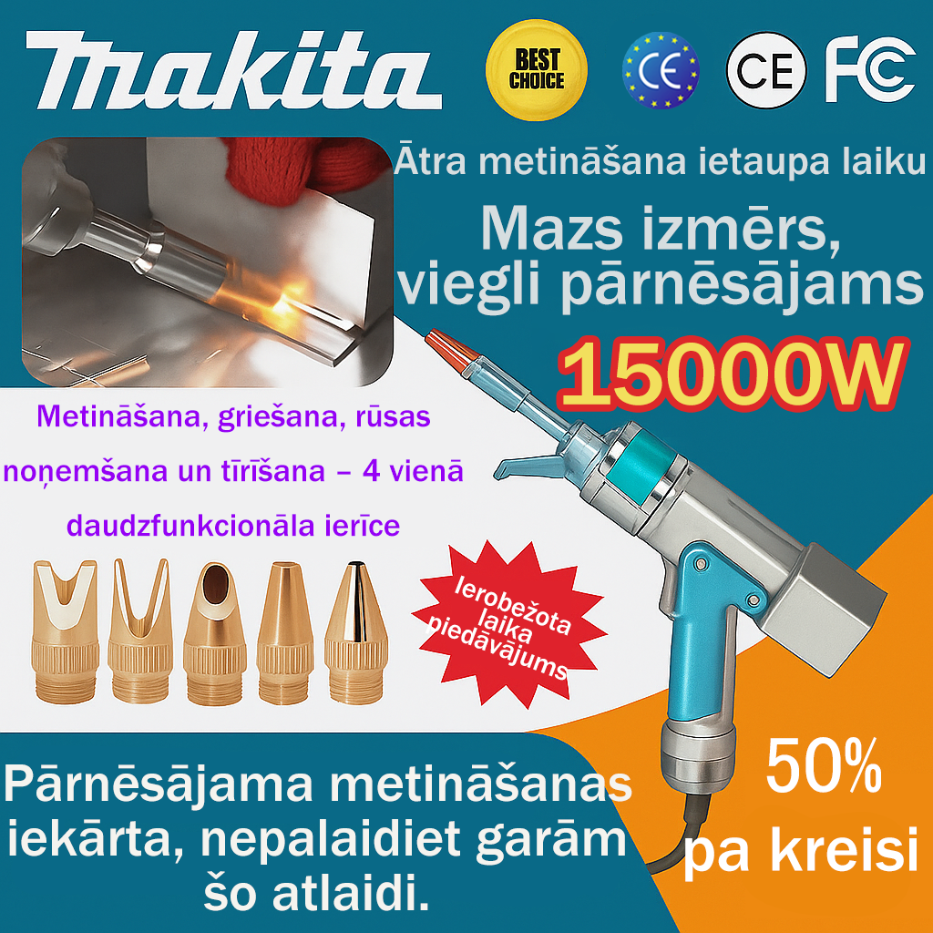 🎉【Īpašs piedāvājums veikalā】Inovatīva pārnēsājama lāzermetināšanas pistole Makita 15000 W 4 vienā💪