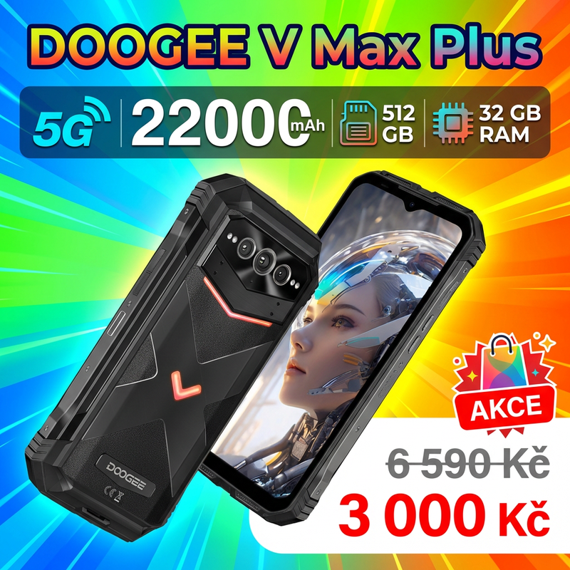 📱📢Doogee V Max Plus 5G – výkonný a odolný smartphone s dlouhou životností baterie🏷️🔋