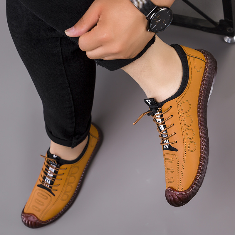 2025 new breathable slip-on casual soft soled men's leather shoes