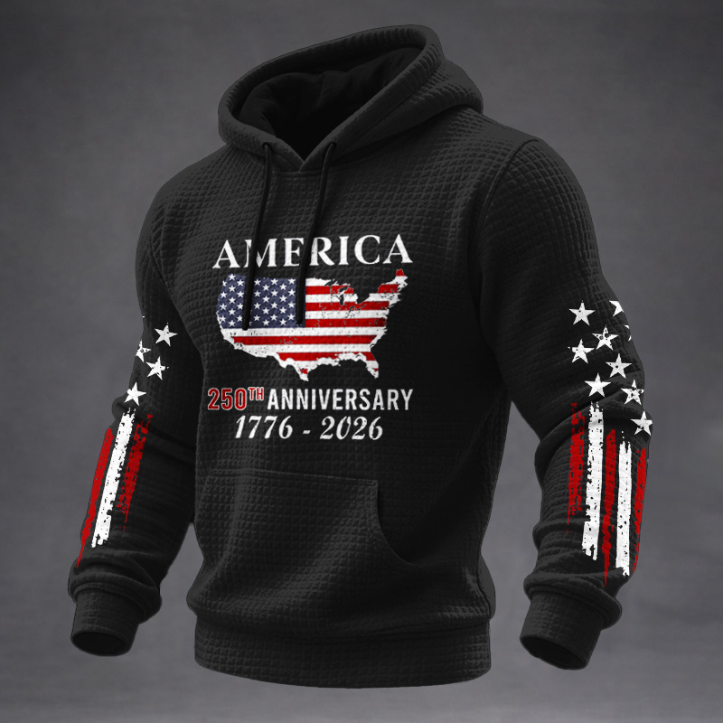 US 250th Anniversary Print Casual Hoodie