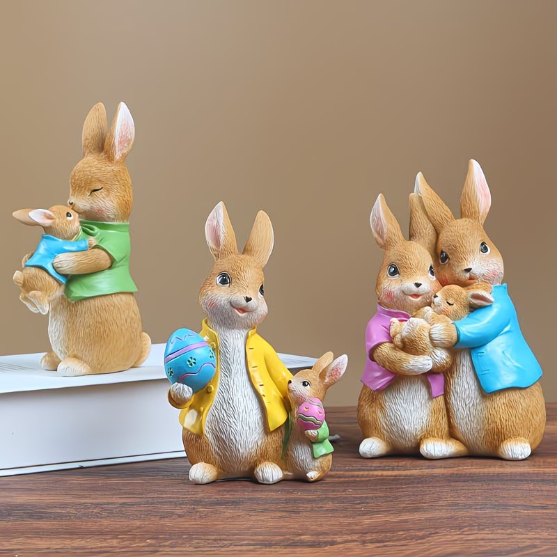 🔥LAST DAY 49% OFF-🐰 Adorable Bunny Family Easter Figurine Set