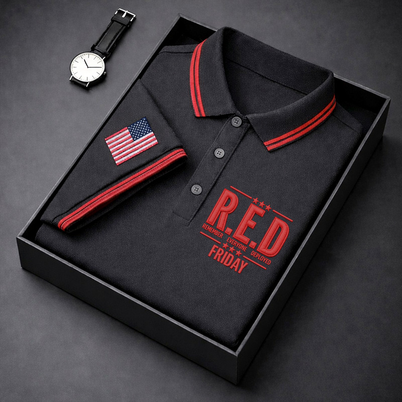 Men's Red Friday Printed Casual Polo Shirt