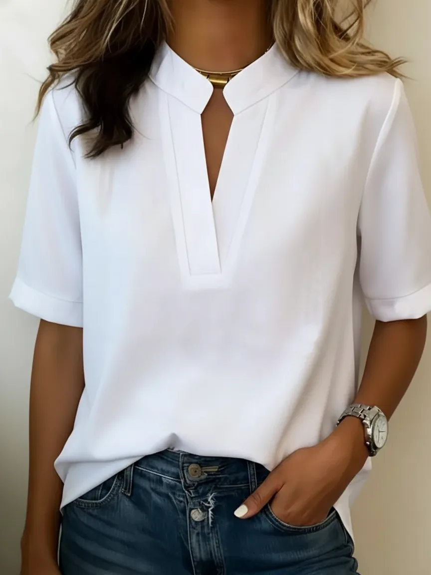 New Arrivals🔥Minimalist Basic Loose Cotton And Linen Short-sleeved Shirt