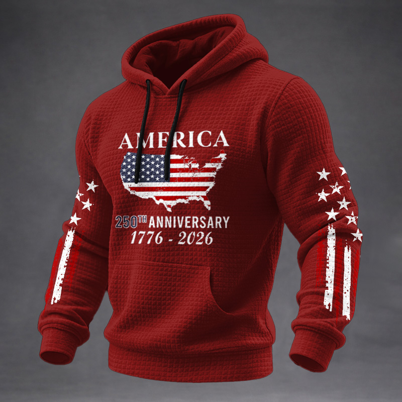 US 250th Anniversary Print Casual Hoodie