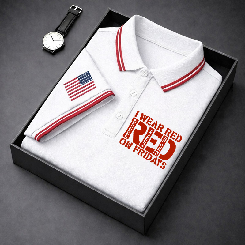 Men's Red Friday Printed Casual Polo Shirt