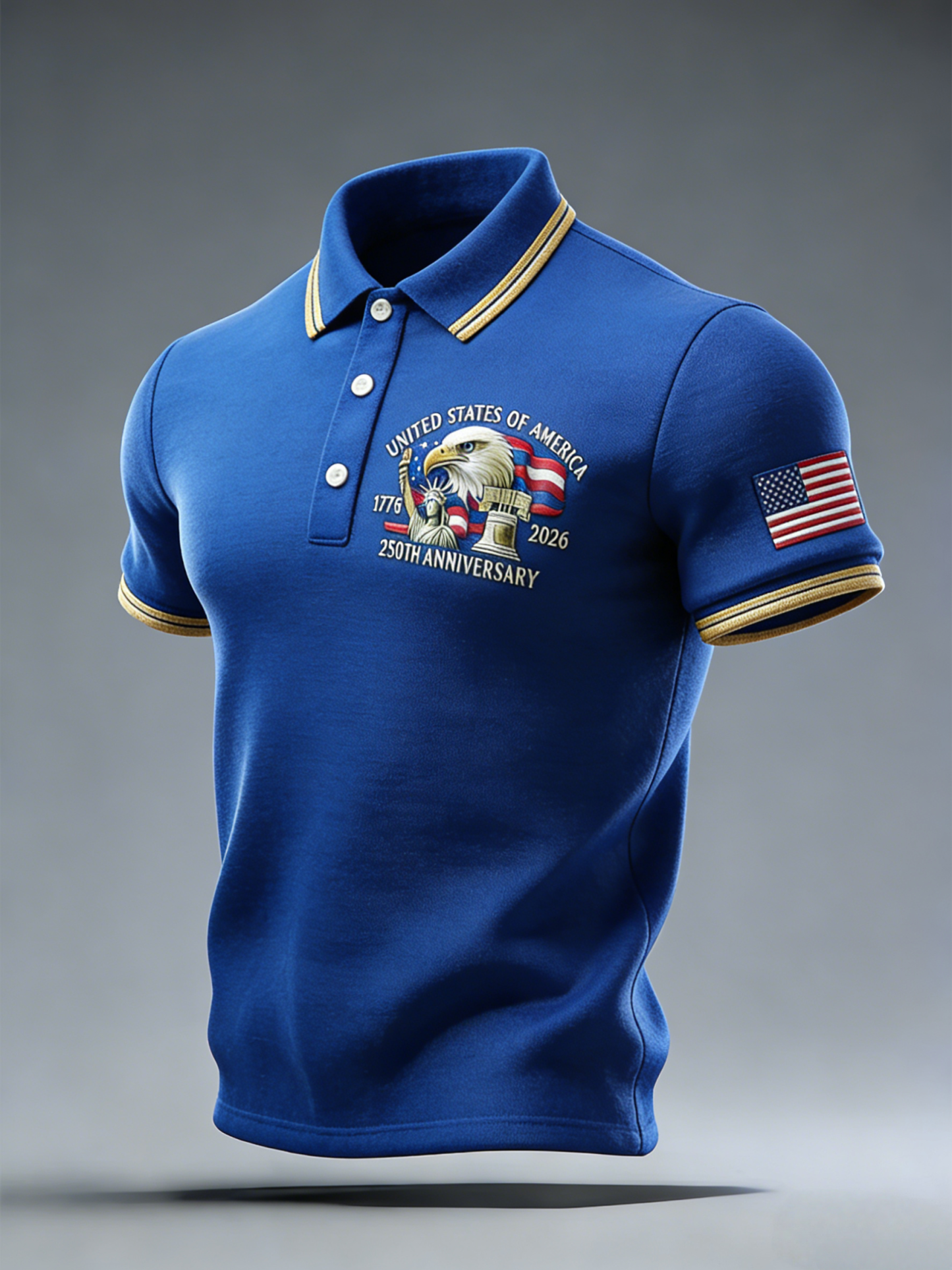 Men's Retro 250th Anniversary of the United States Independence Day Cross Print Polo Shirt