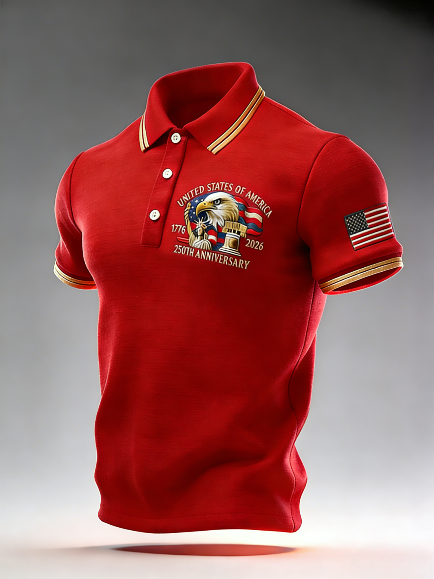 Men's Retro 250th Anniversary of the United States Independence Day Cross Print Polo Shirt