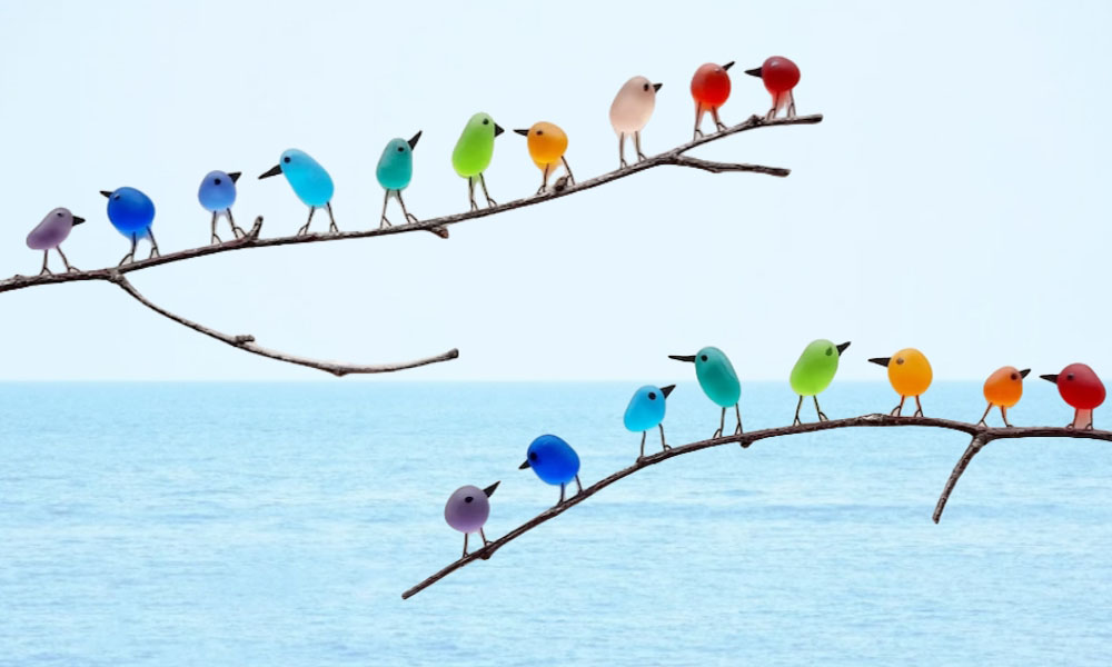 🎁2025 New Year Gift,SheremArt Sea Glass Birds Decor Coastal Love Notes