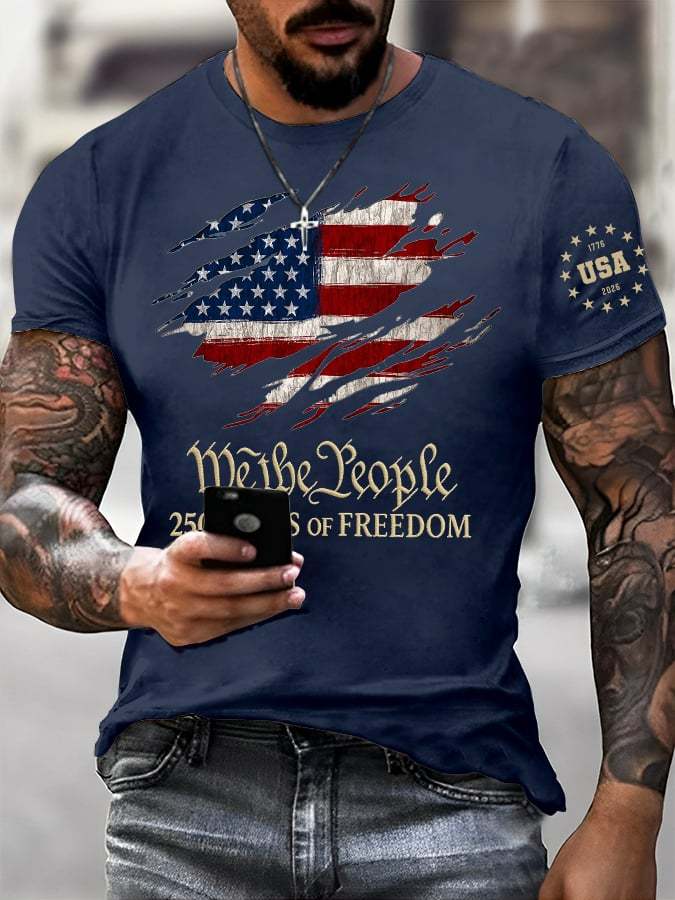 Men's 250th America Anniversary Casual Printed T-Shirt