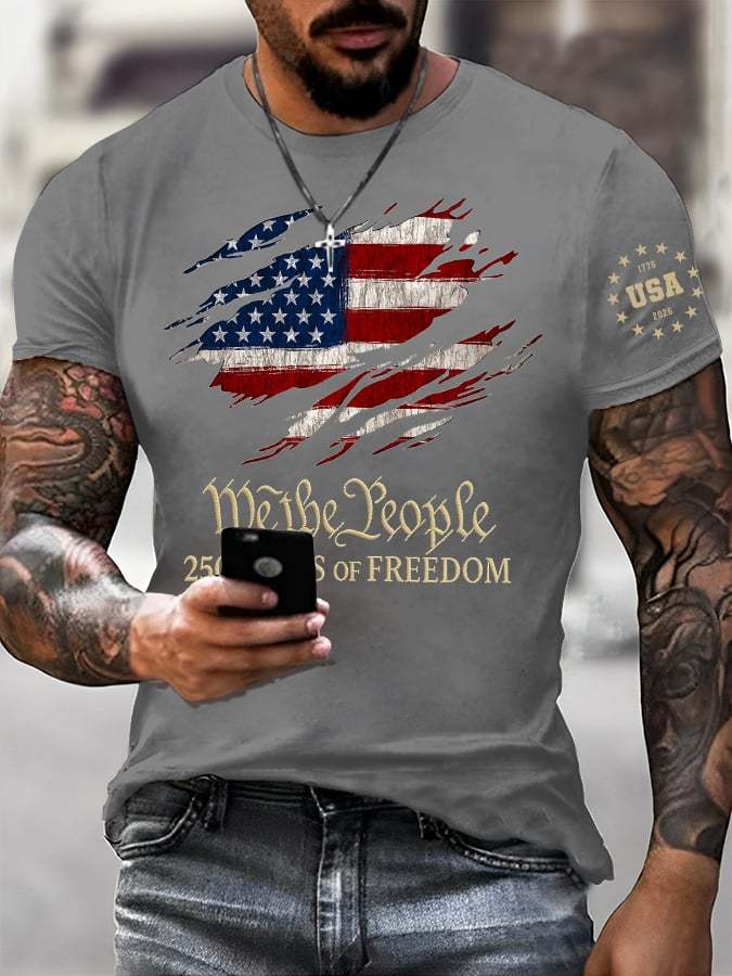 Men's 250th America Anniversary Casual Printed T-Shirt