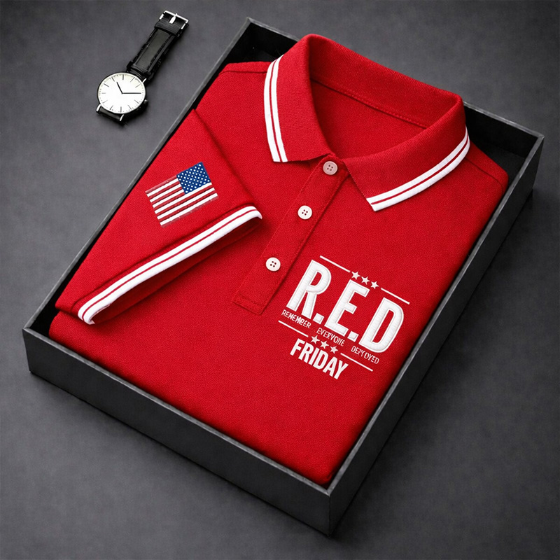 Men's Red Friday Printed Casual Polo Shirt