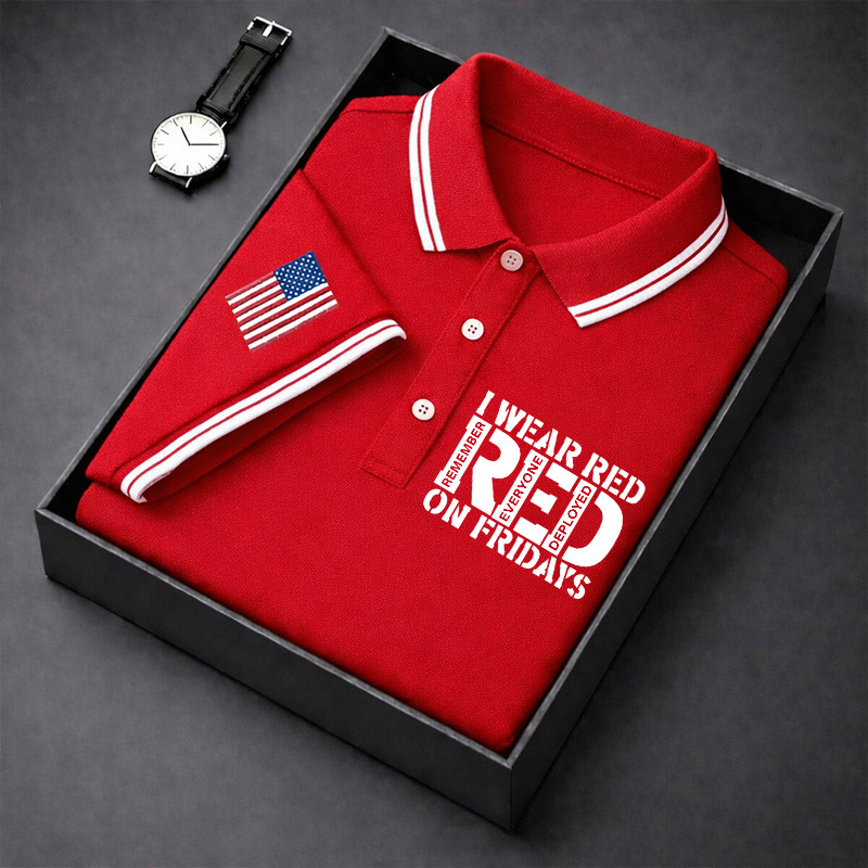 Men's Red Friday Printed Casual Polo Shirt