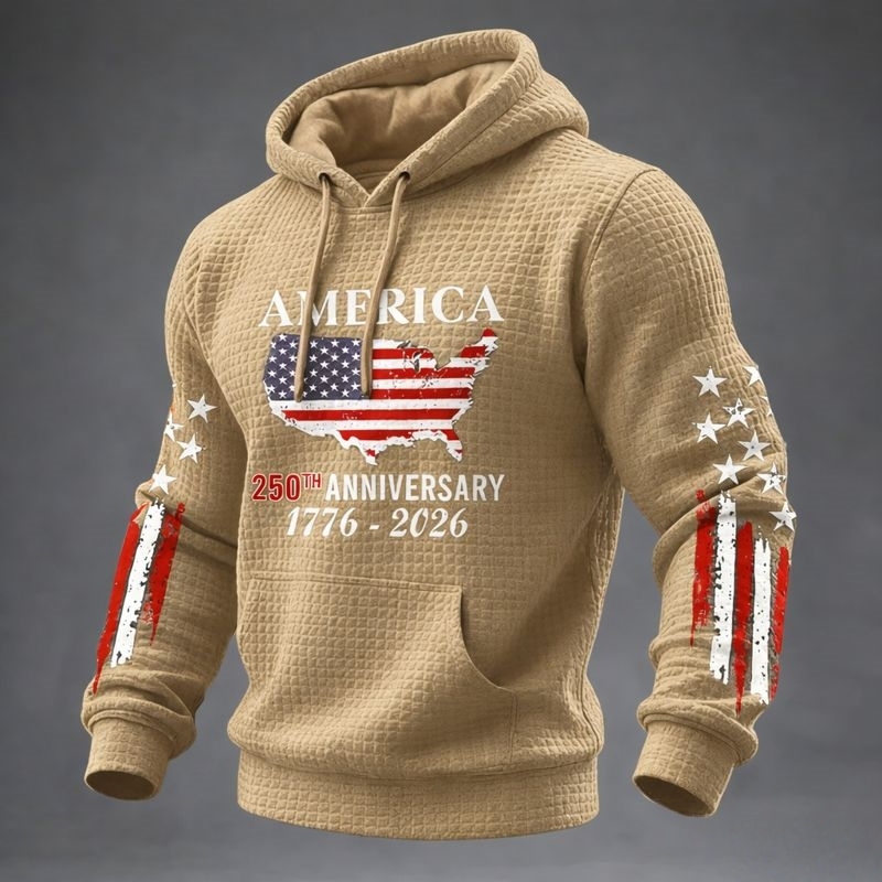 US 250th Anniversary Print Casual Hoodie
