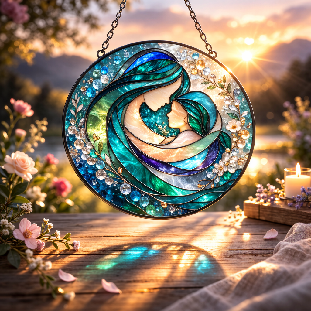 Stained Glass “Mother & Child” Sun Catcher ✨ | Mother’s Day Window Hanging Gift 💐