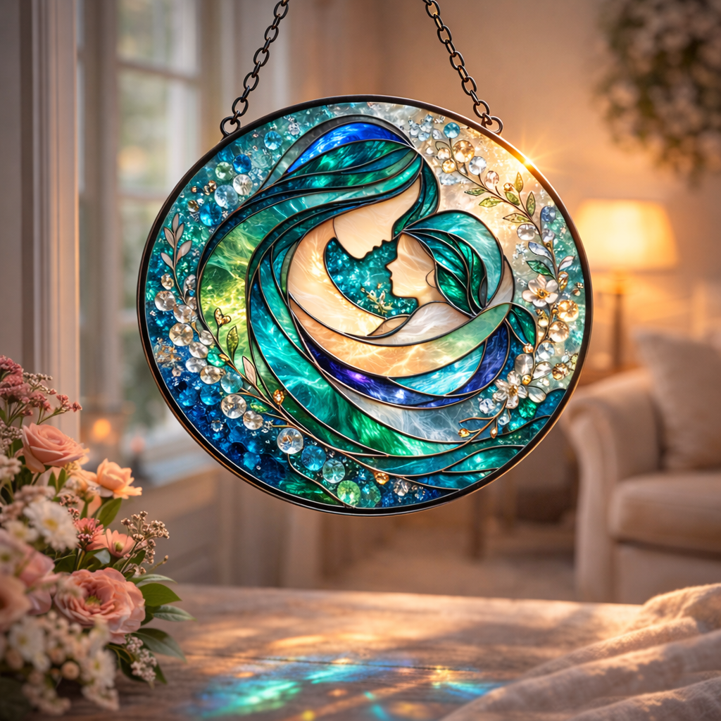 Stained Glass “Mother & Child” Sun Catcher ✨ | Mother’s Day Window Hanging Gift 💐