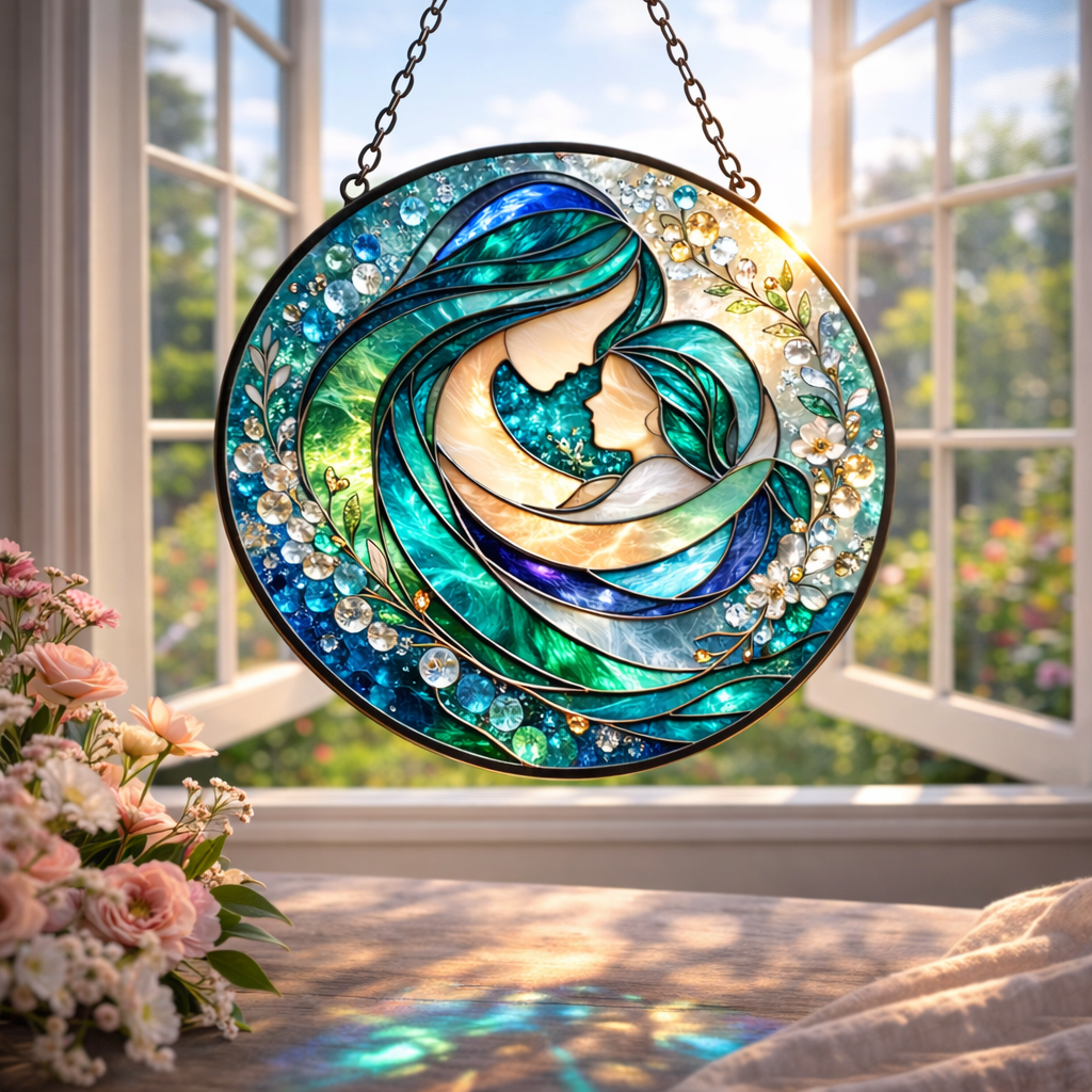 Stained Glass “Mother & Child” Sun Catcher ✨ | Mother’s Day Window Hanging Gift 💐