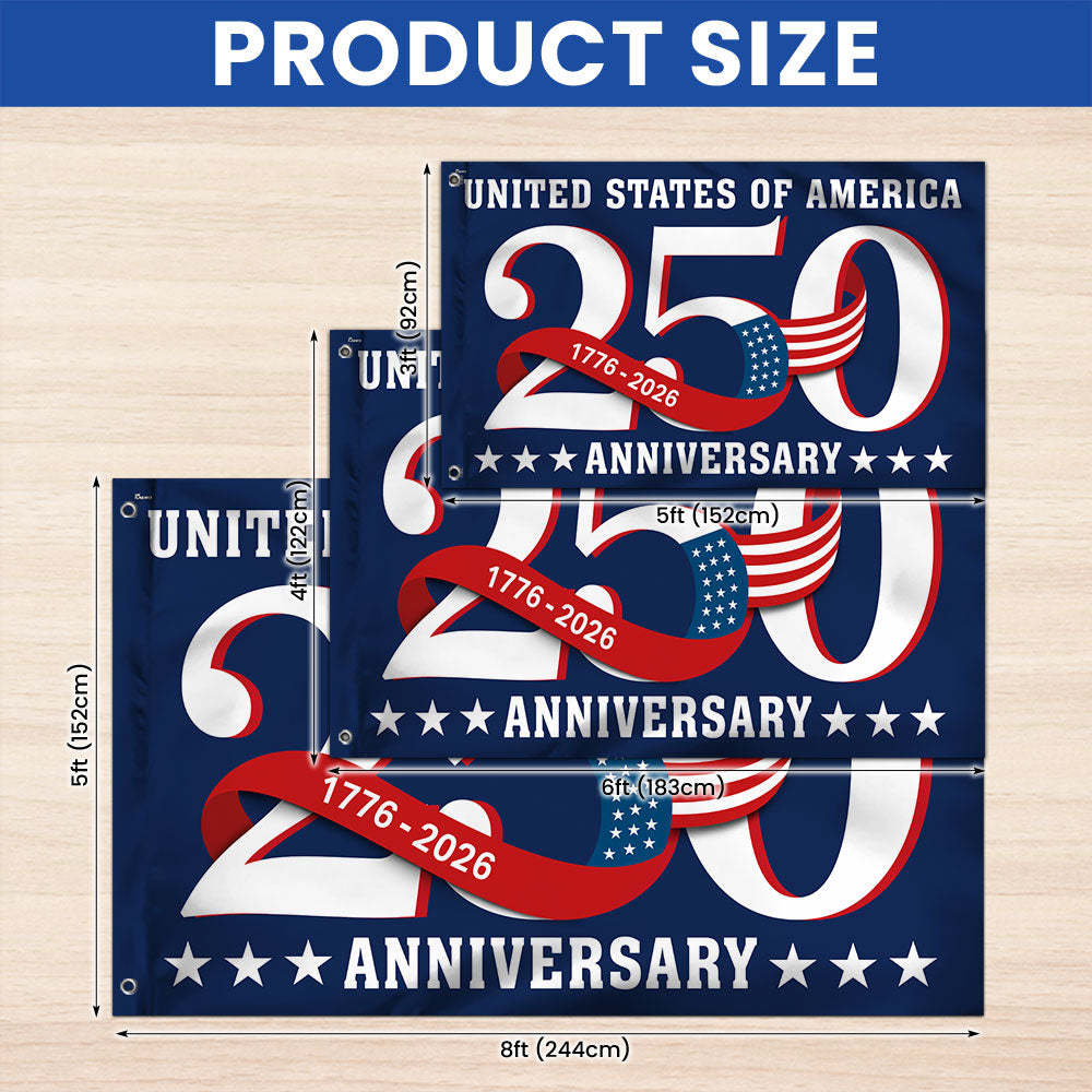 250 Years Patriotic Grommet Flag, United States of America 1776 2026