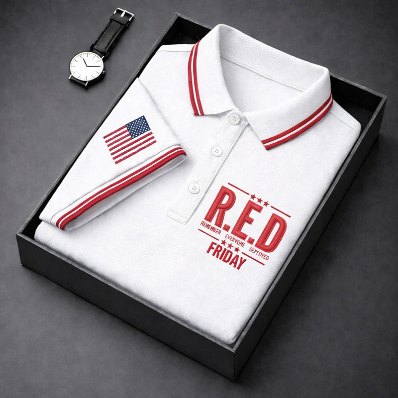 Men's Red Friday Printed Casual Polo Shirt
