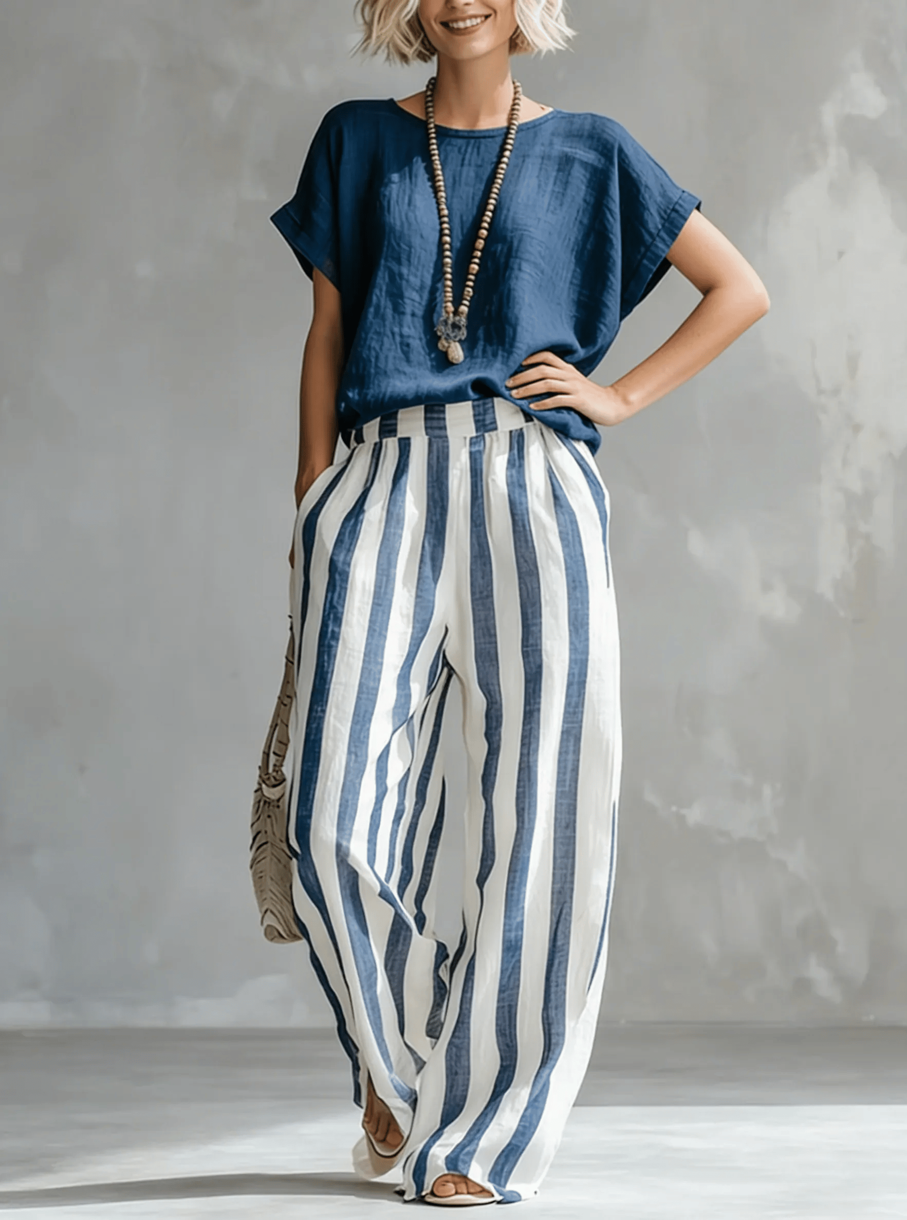 Cozy Loose-fit Striped Two-piece Set ✨