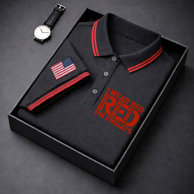 Men's Red Friday Printed Casual Polo Shirt