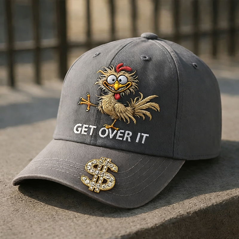 🧢 GET OVER IT™ Funny Chicken Embroidered Cap