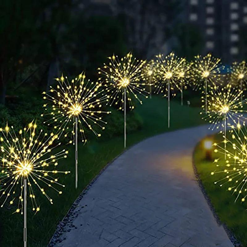 Multicolor Solar Firework LED Garden Lights - Bendable Copper Wire, IP64 Waterproof