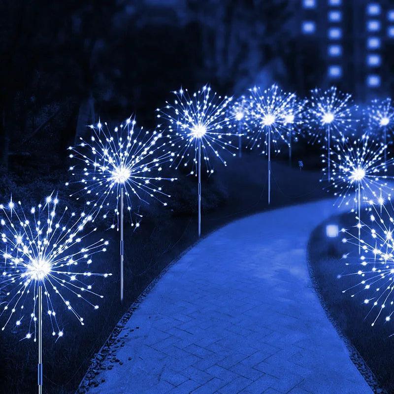 Multicolor Solar Firework LED Garden Lights - Bendable Copper Wire, IP64 Waterproof
