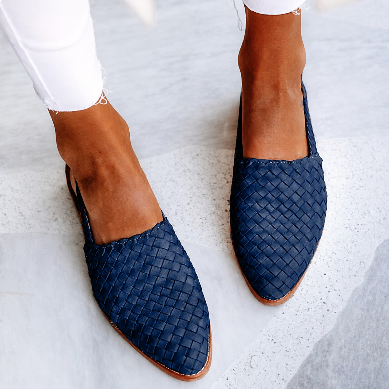 Elegant woven women's moccasins