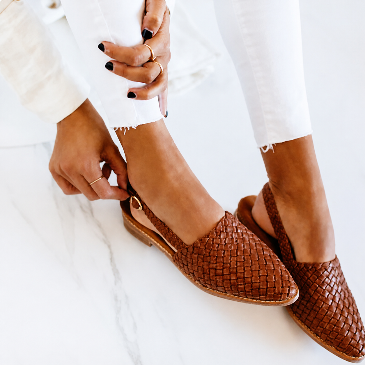 Elegant woven women's moccasins