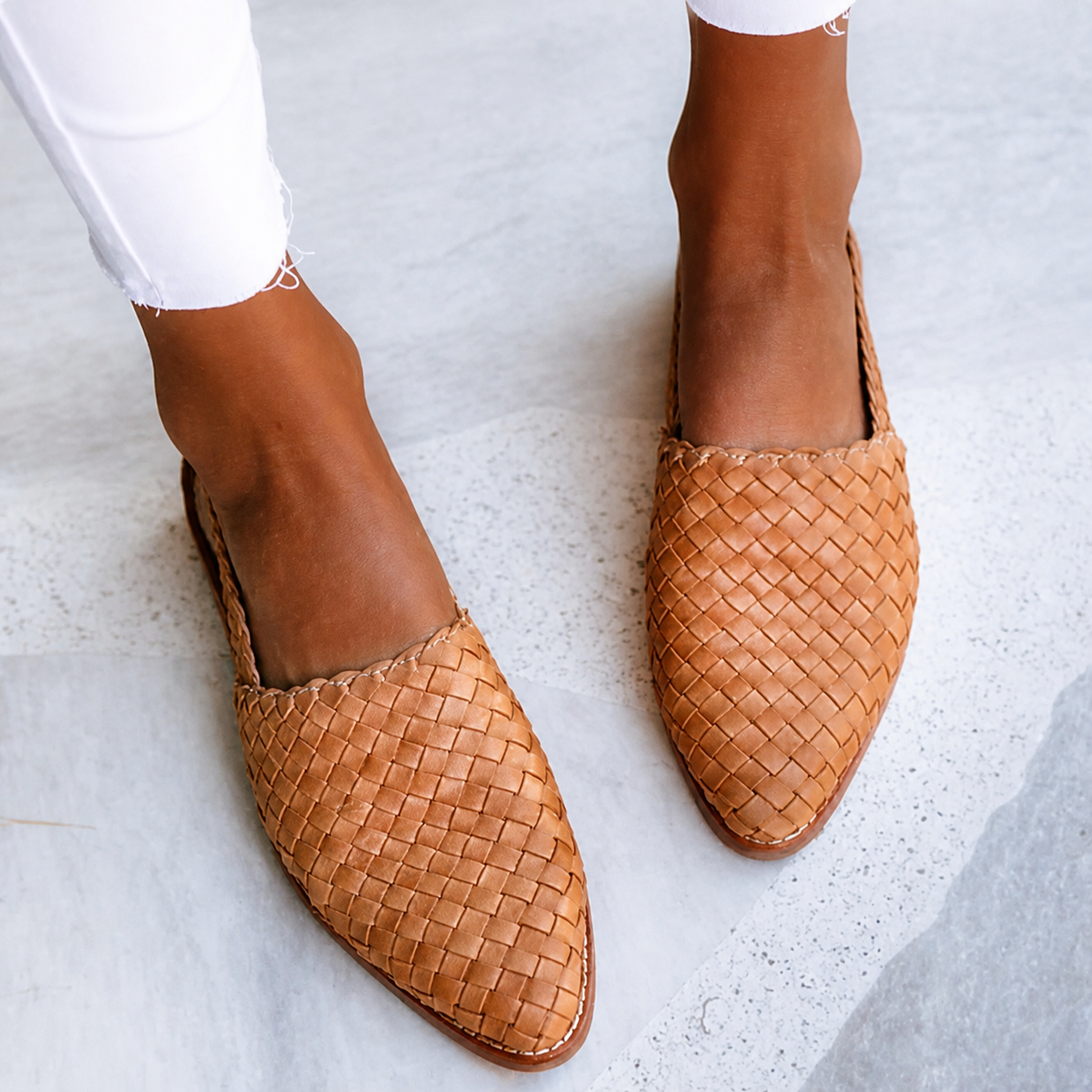 Elegant woven women's moccasins