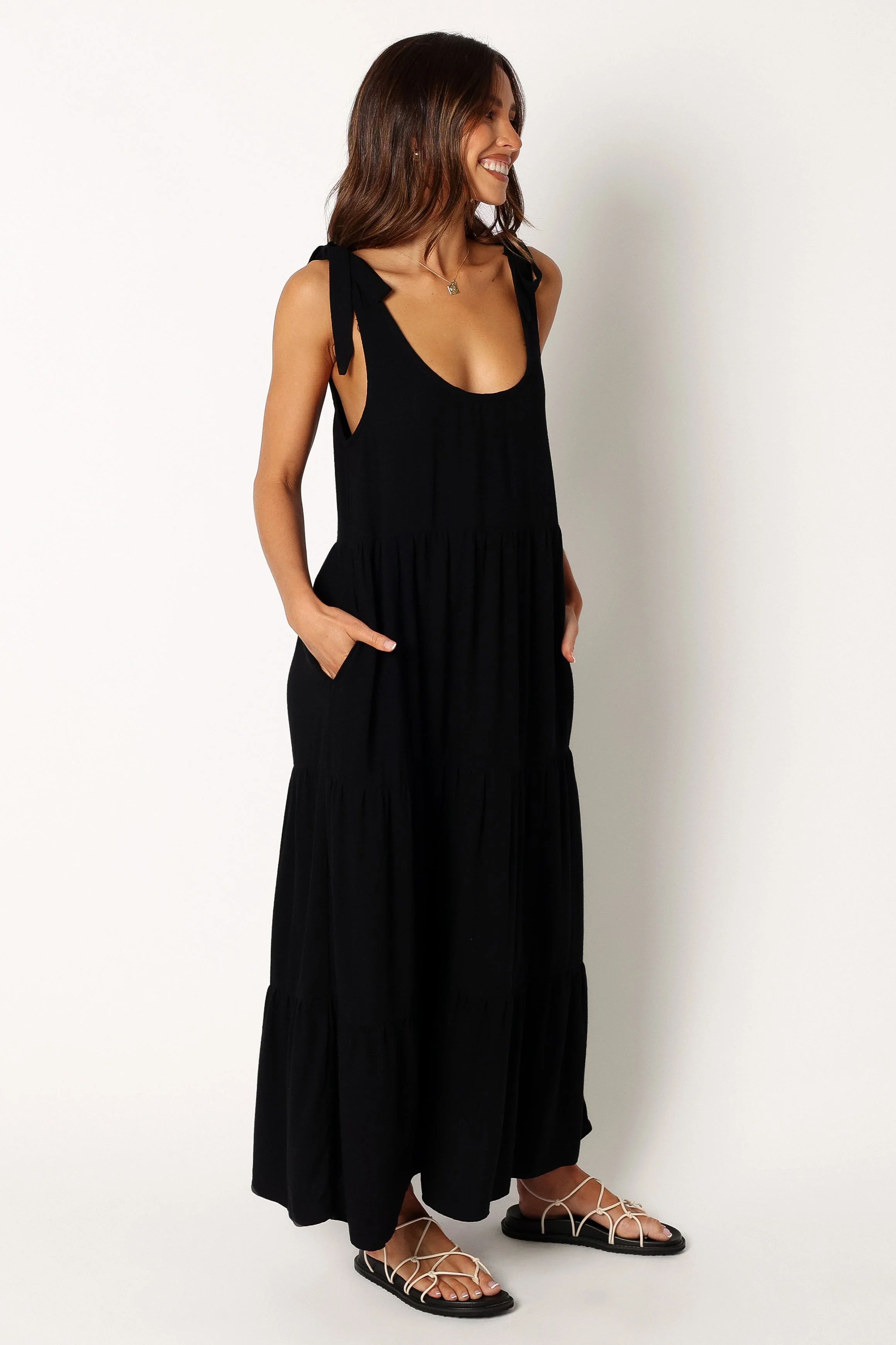Marcy Midi Dress - Black-Rgtroy