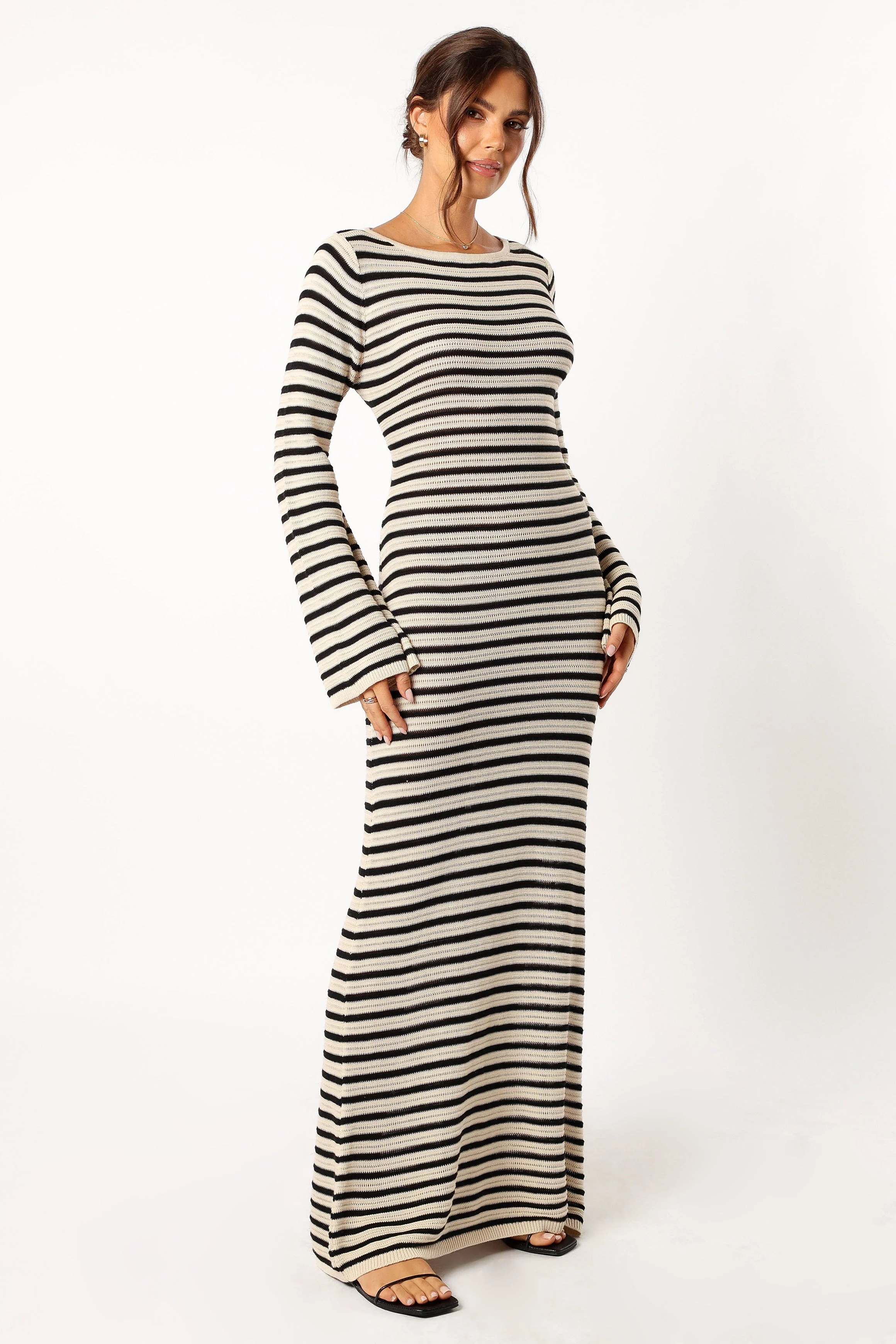 Cherie Knit Maxi Dress - Sand Black-Rgtroy