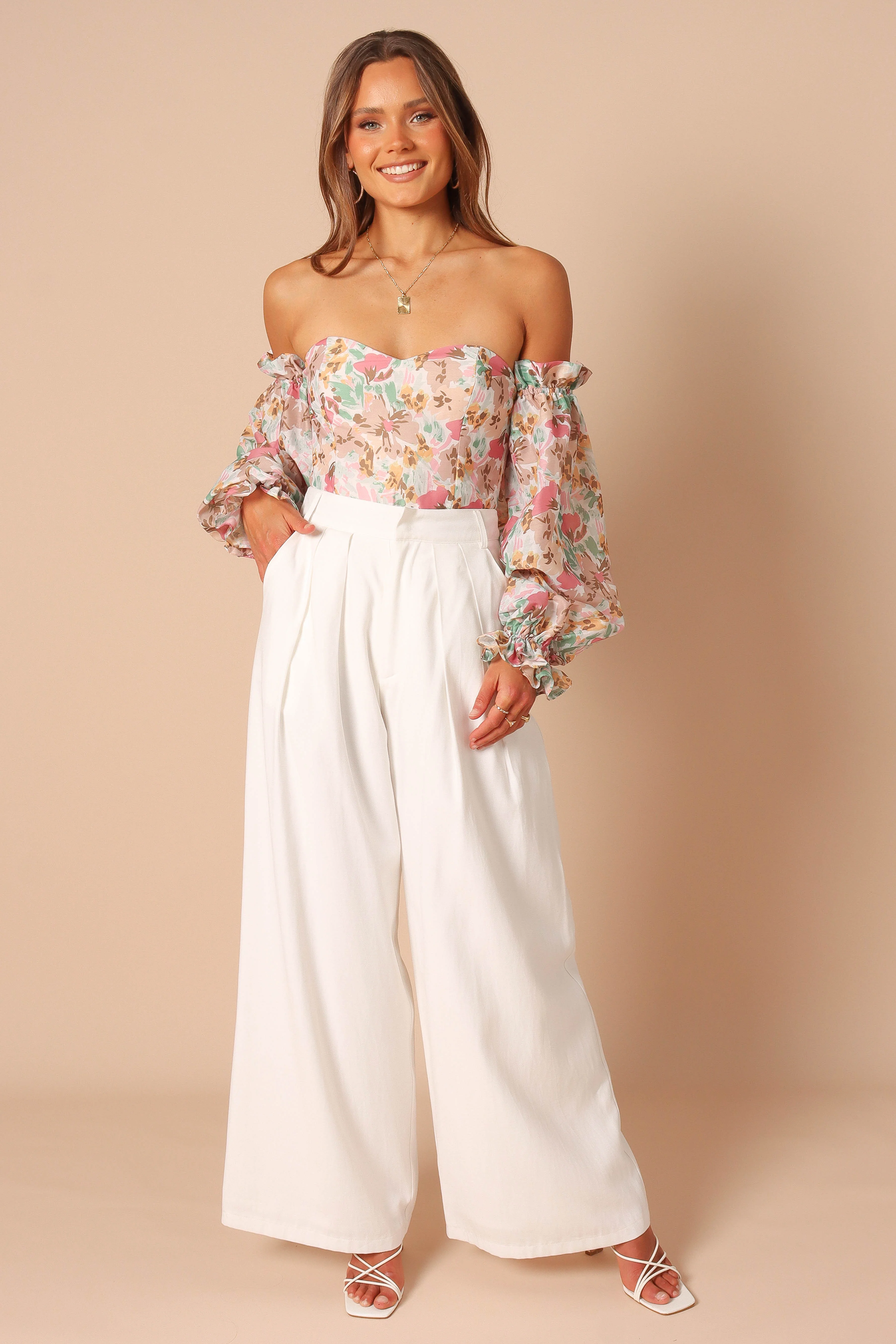 Acantha Bodysuit - Beige Floral-Rgtroy