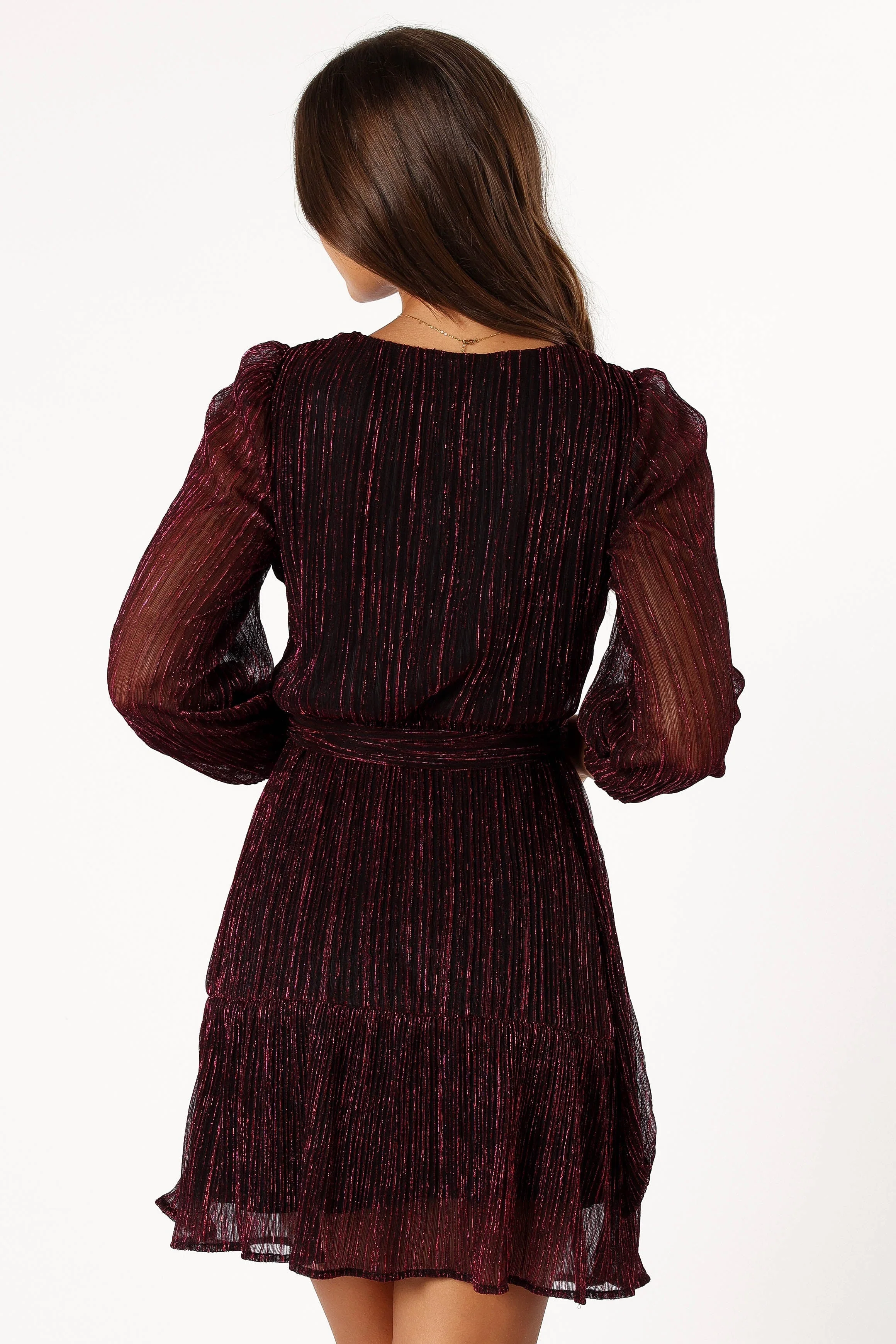 Glimmer Long Sleeve Mini Dress - Pink-Rgtroy