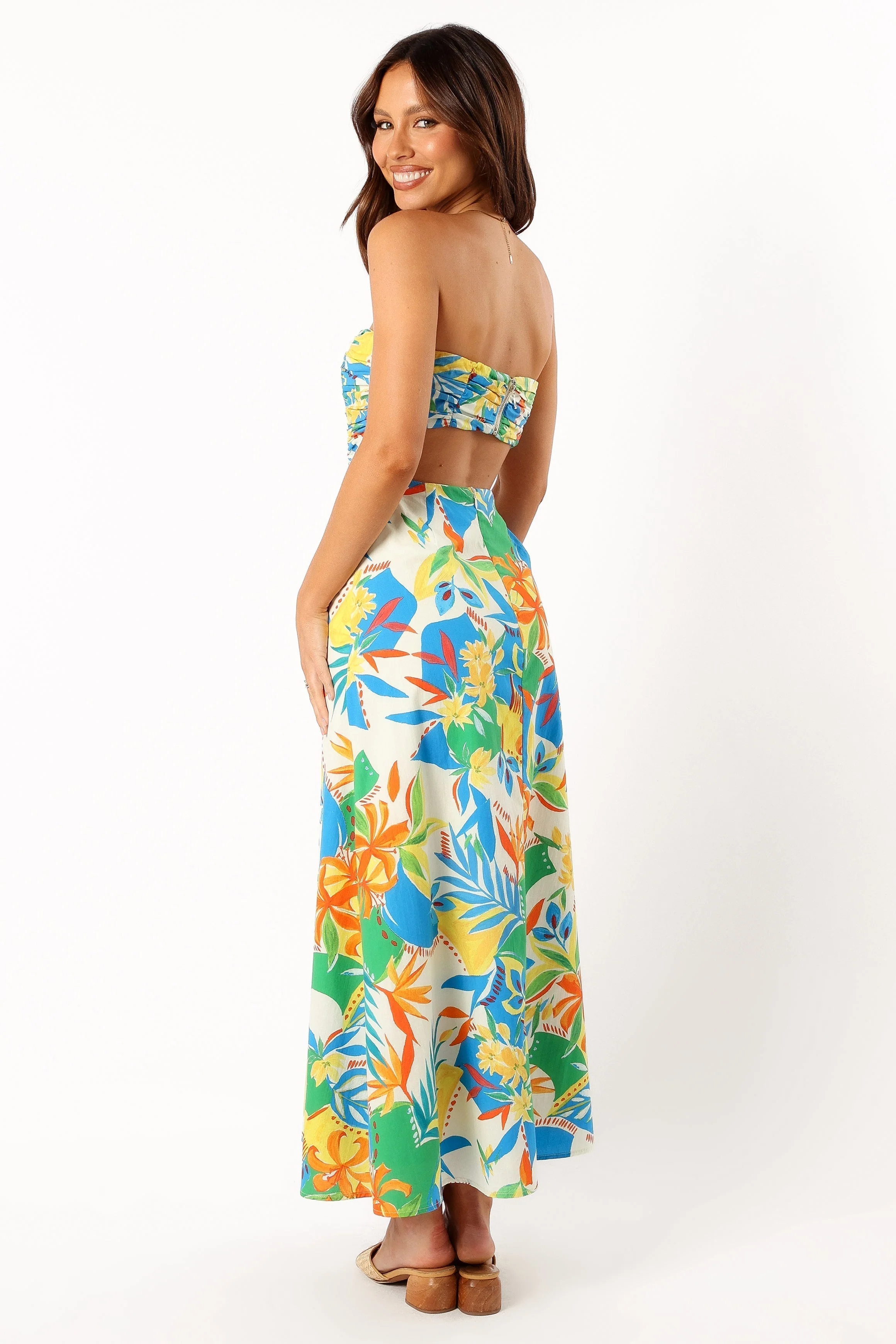 Harriet Strapless Midi Dress - Malta Print-Rgtroy