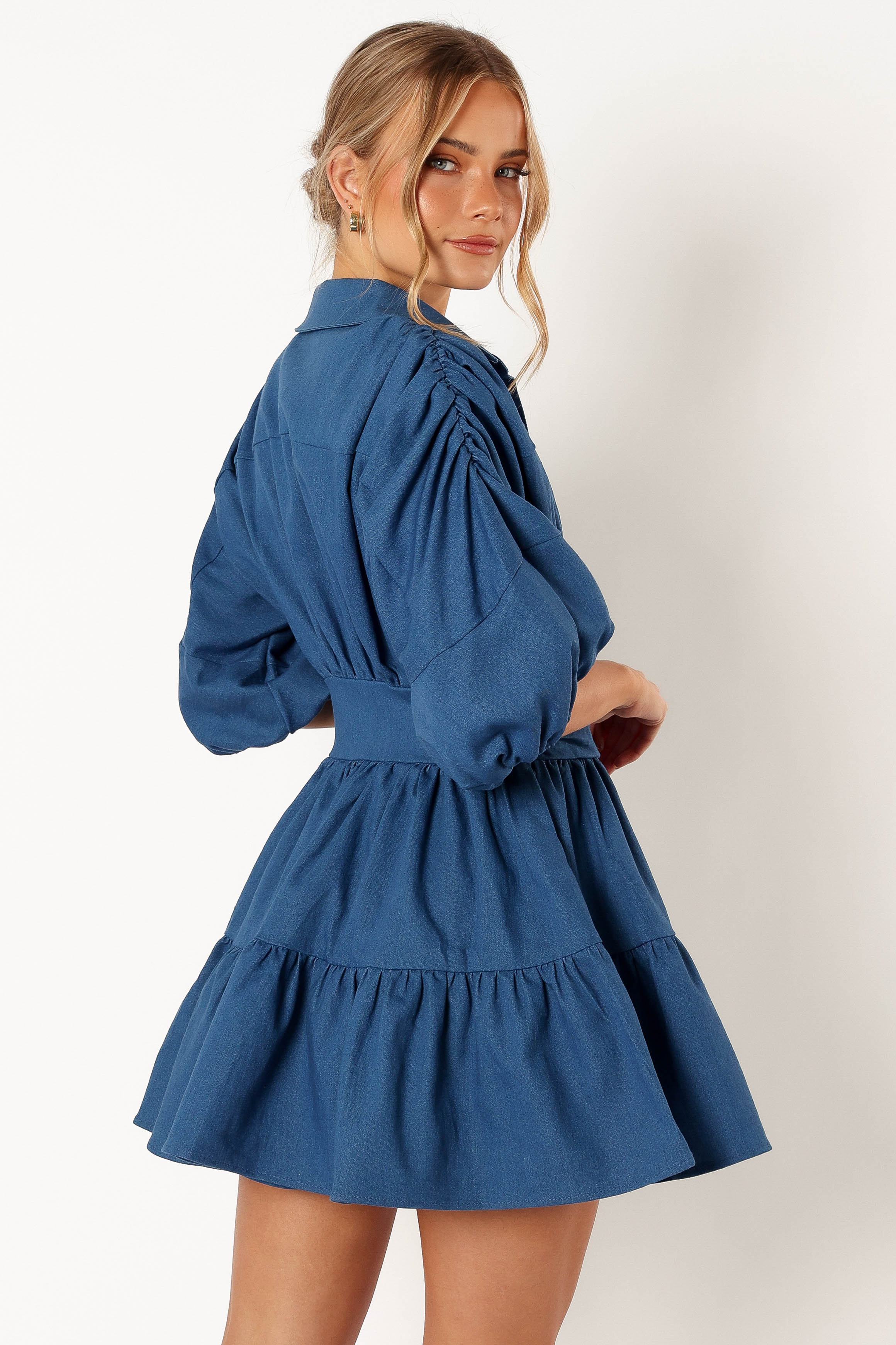 Francis Long Sleeve Mini Dress - Blue Denim-Rgtroy
