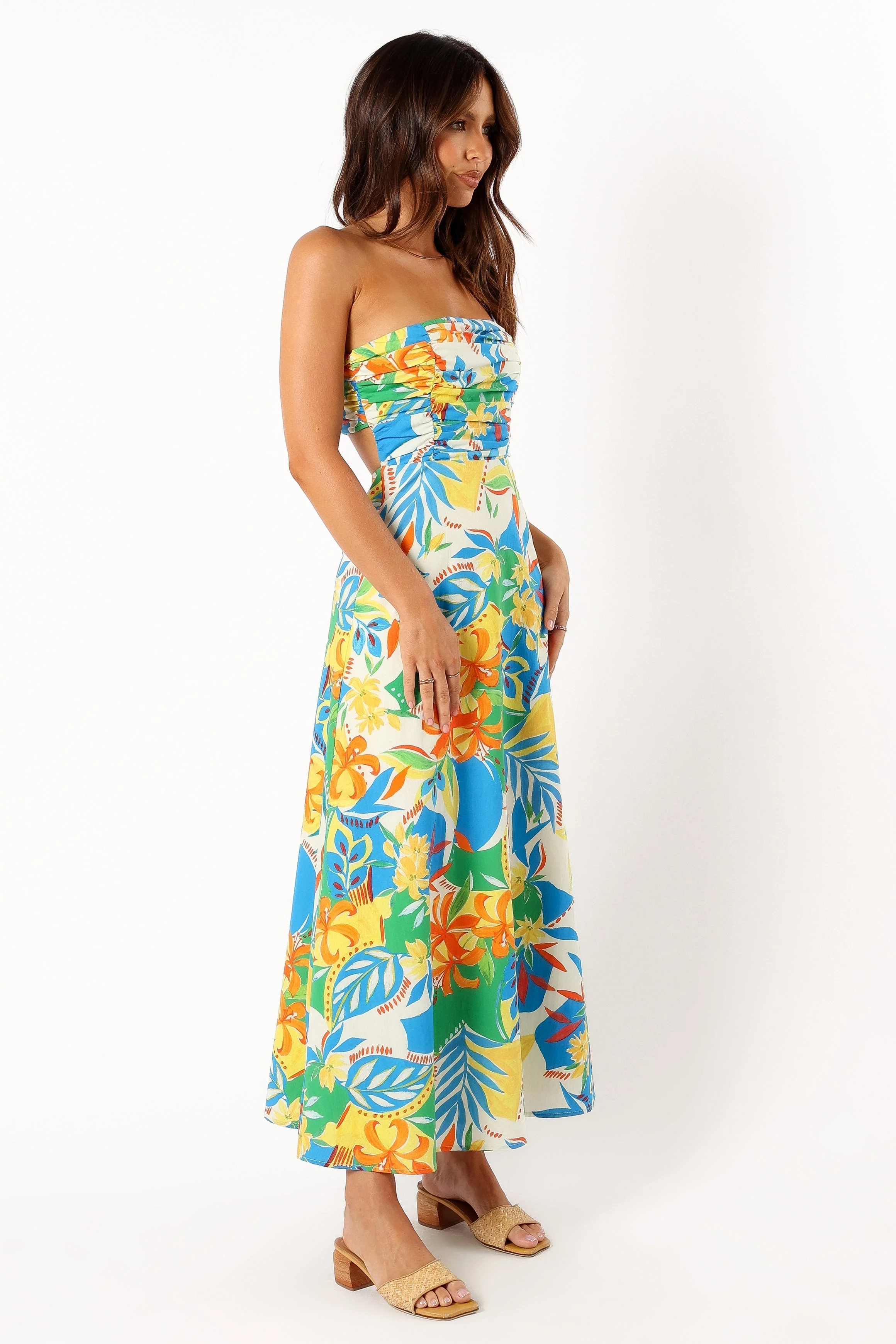 Harriet Strapless Midi Dress - Malta Print-Rgtroy