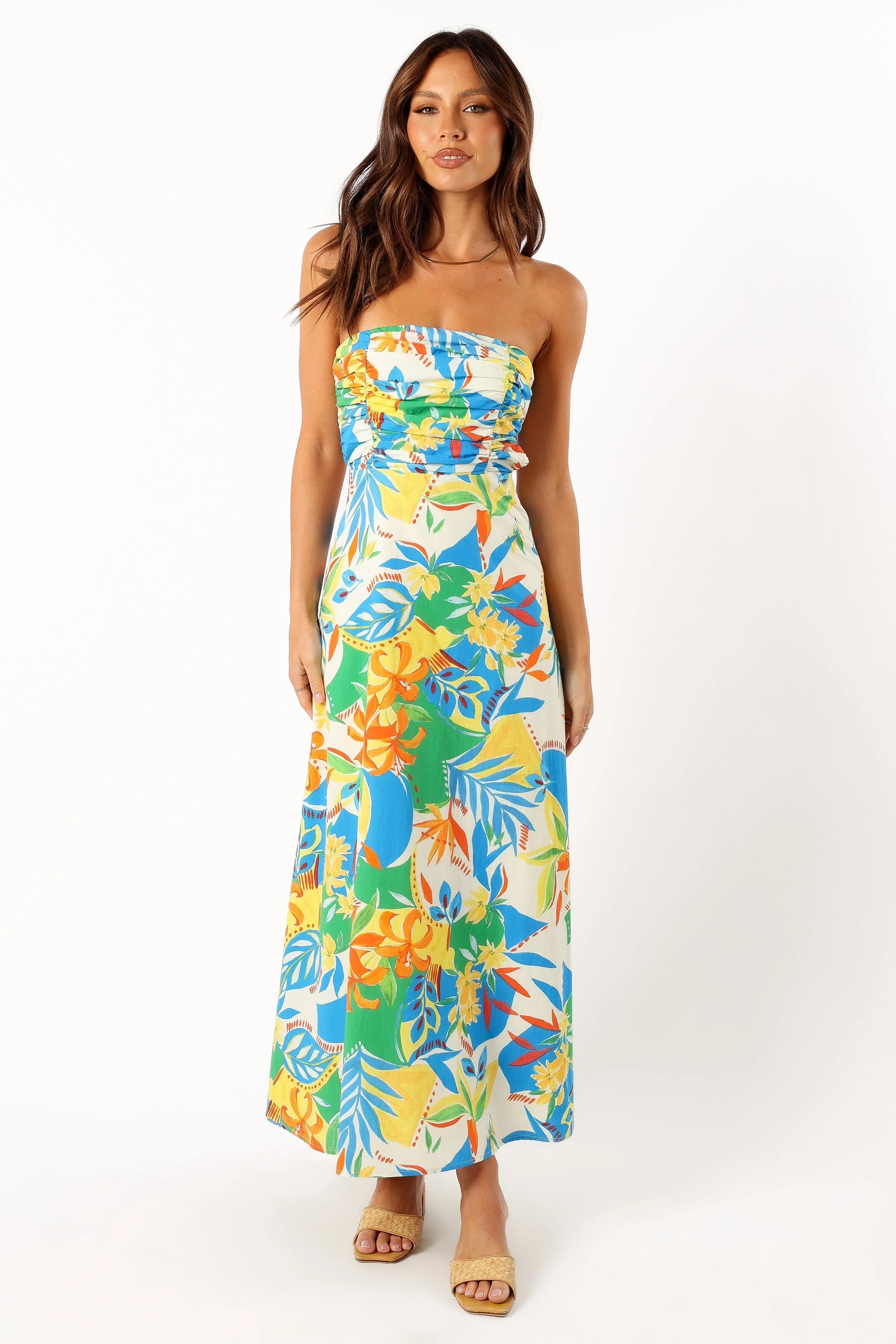 Harriet Strapless Midi Dress - Malta Print-Rgtroy