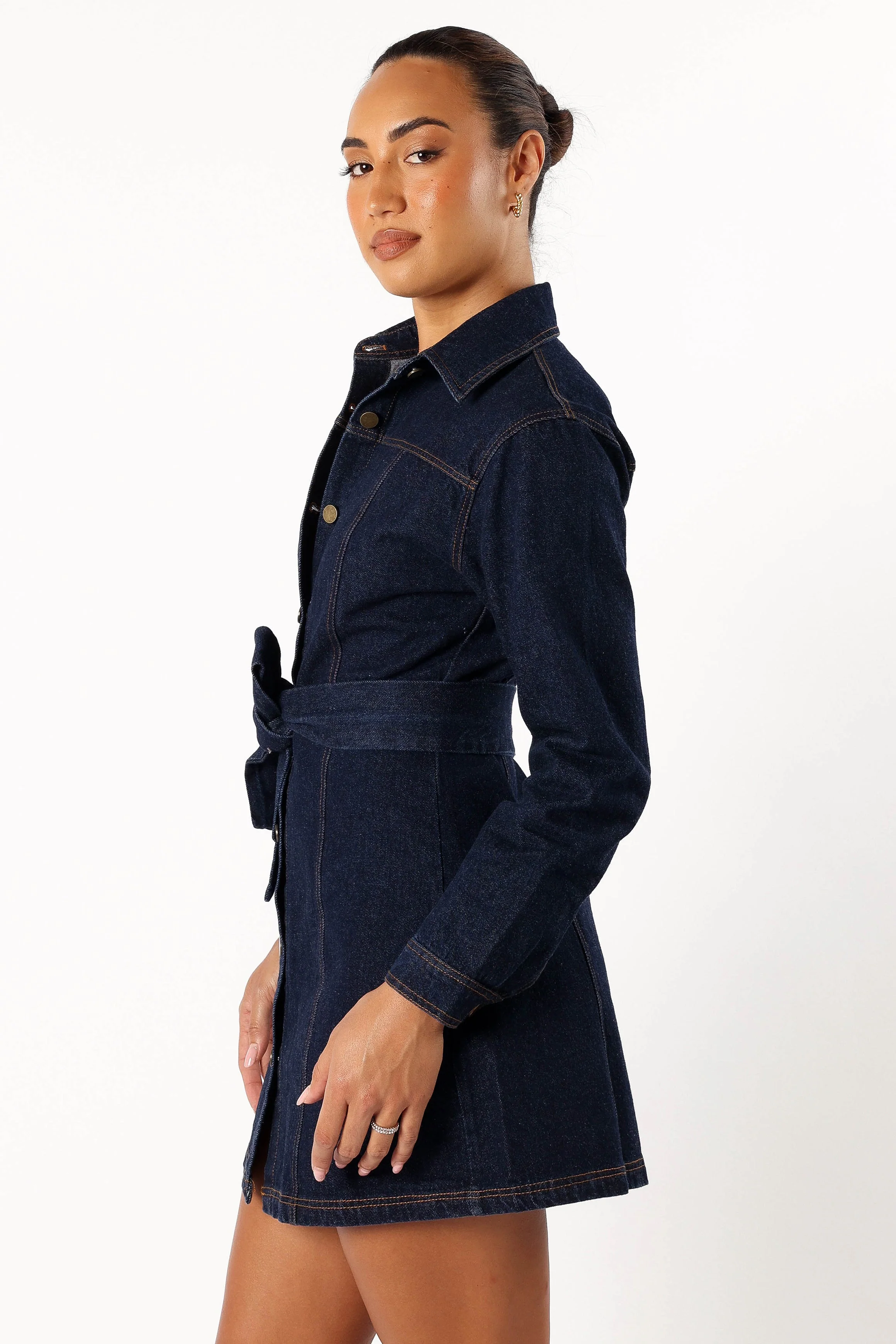 Natala Long Sleeve Mini Dress - Denim-Rgtroy