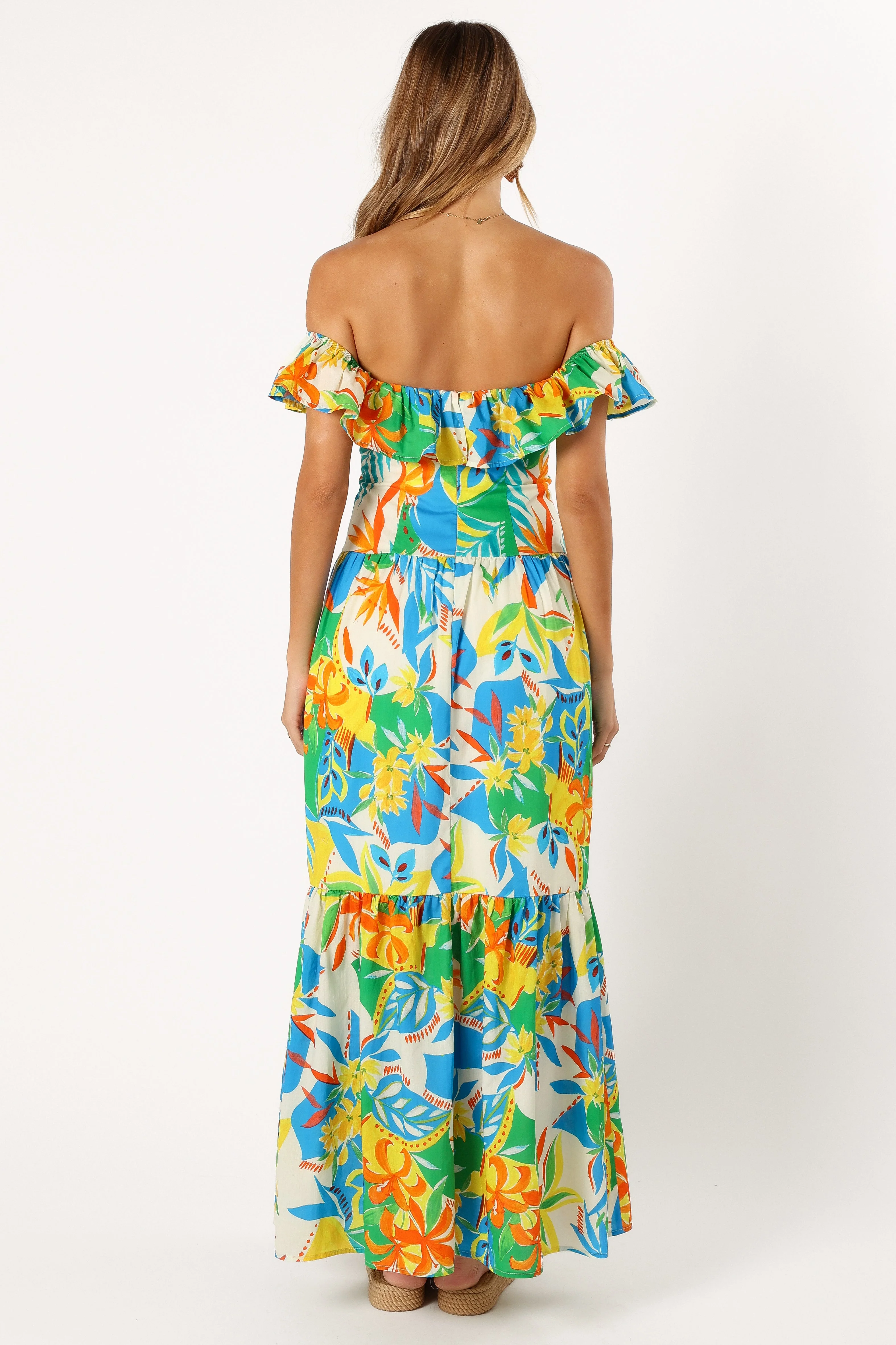 Harriet Off Shoulder Maxi Dress - Malta Print-Rgtroy