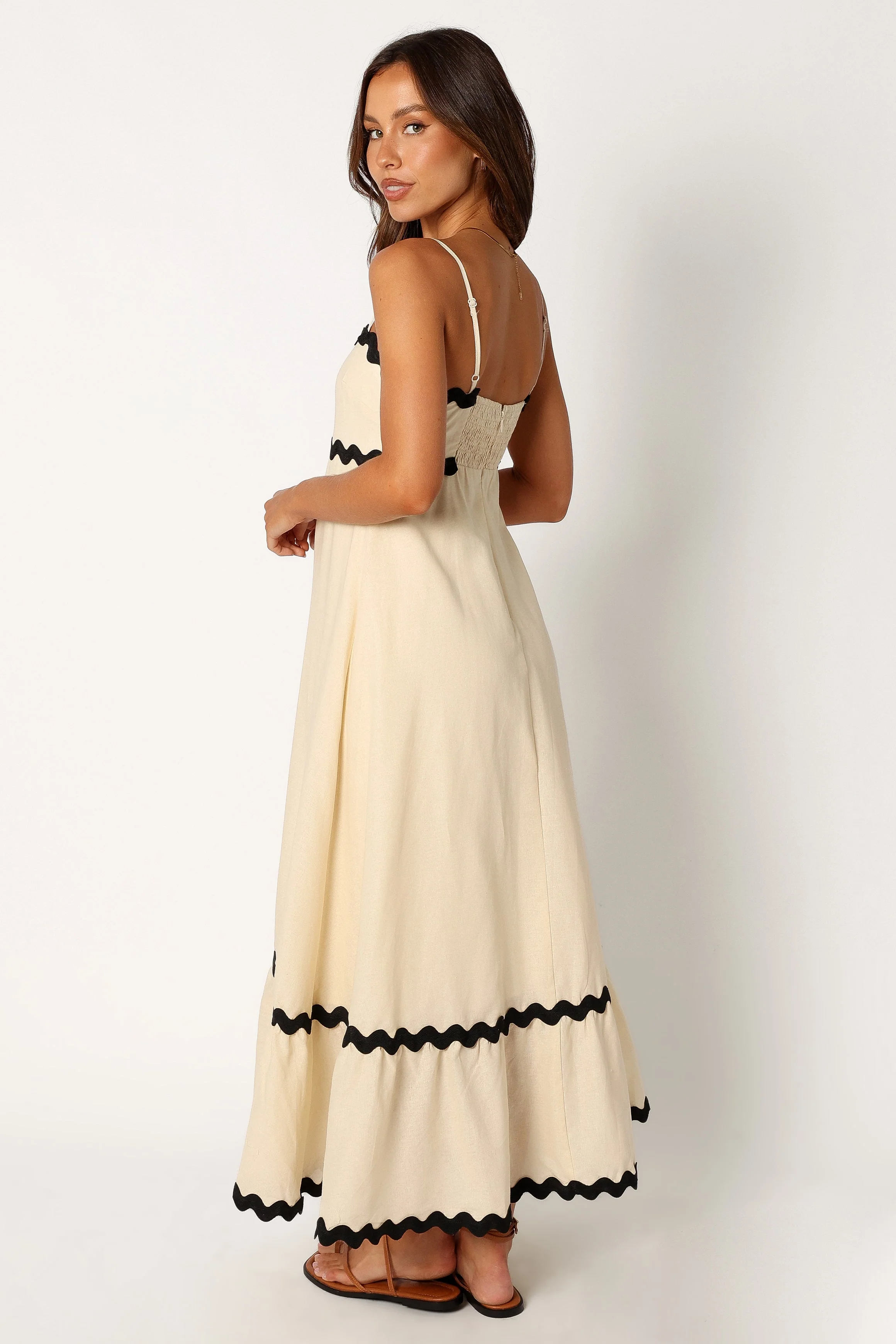 Yana Maxi Dress - Cream Black-Rgtroy