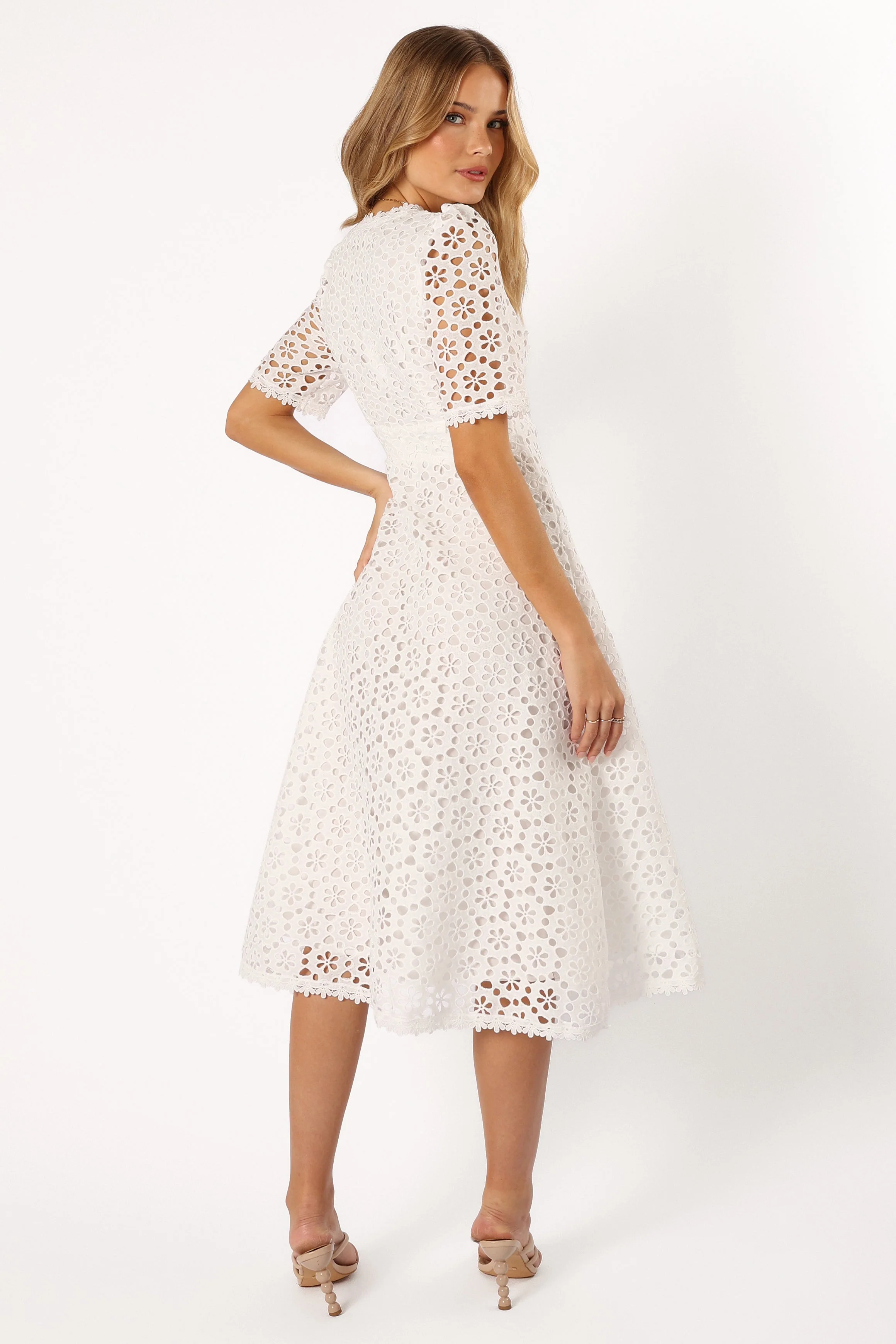 Camellia Midi Dress - White-Rgtroy