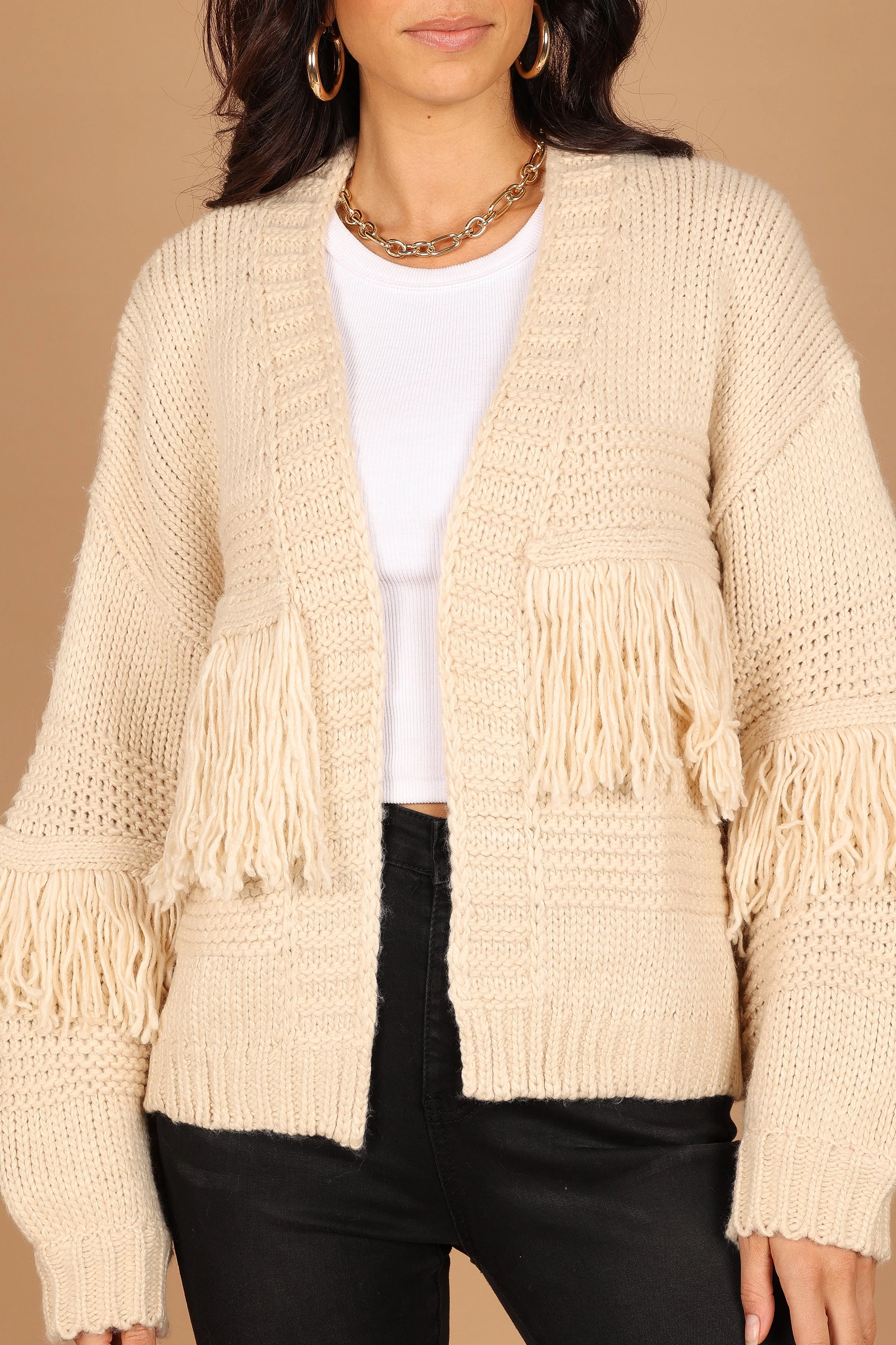 Cheryl Fringe Cardigan Sweater - Ivory-Rgtroy