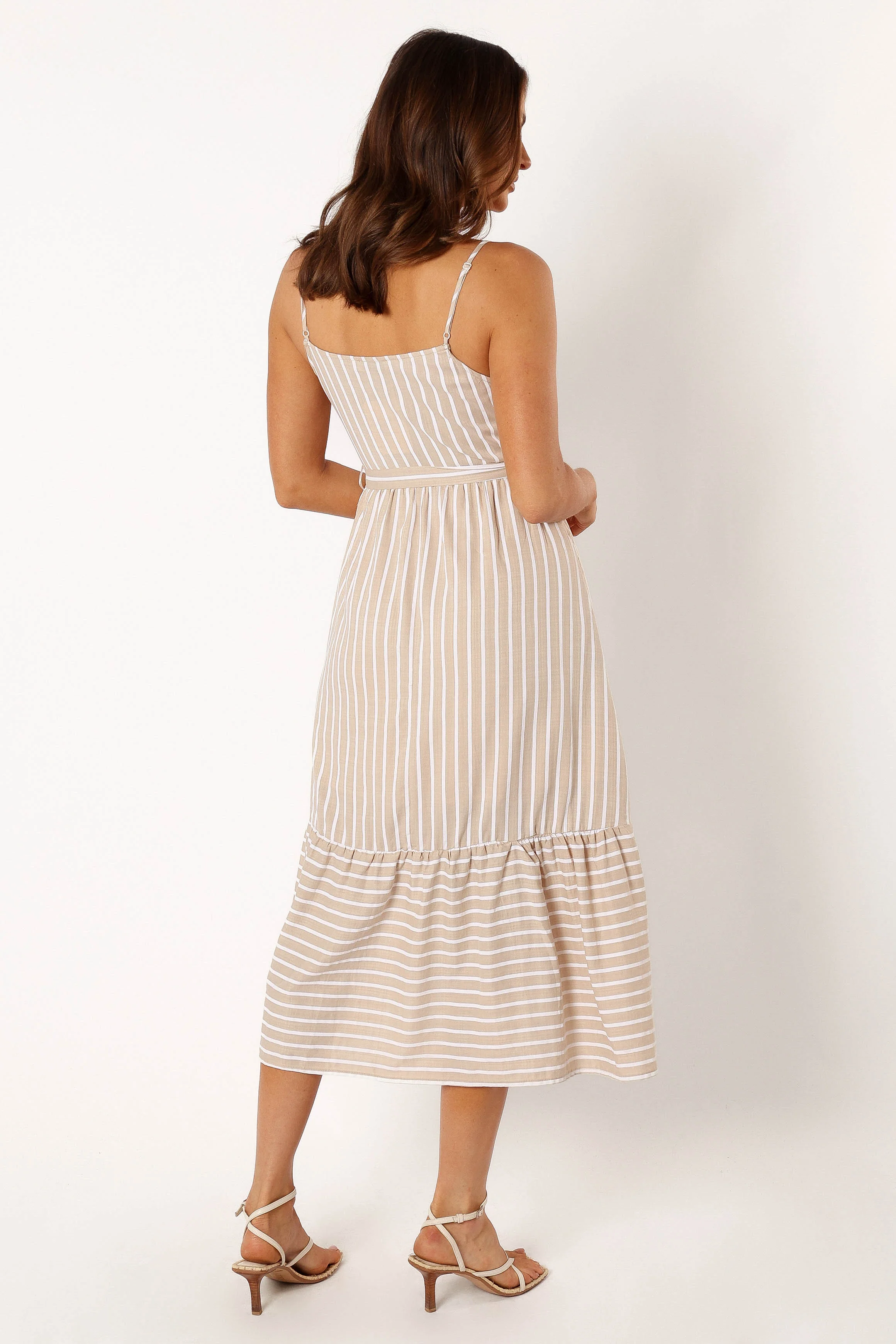 Odette Midi Dress - Beige Stripe-Rgtroy