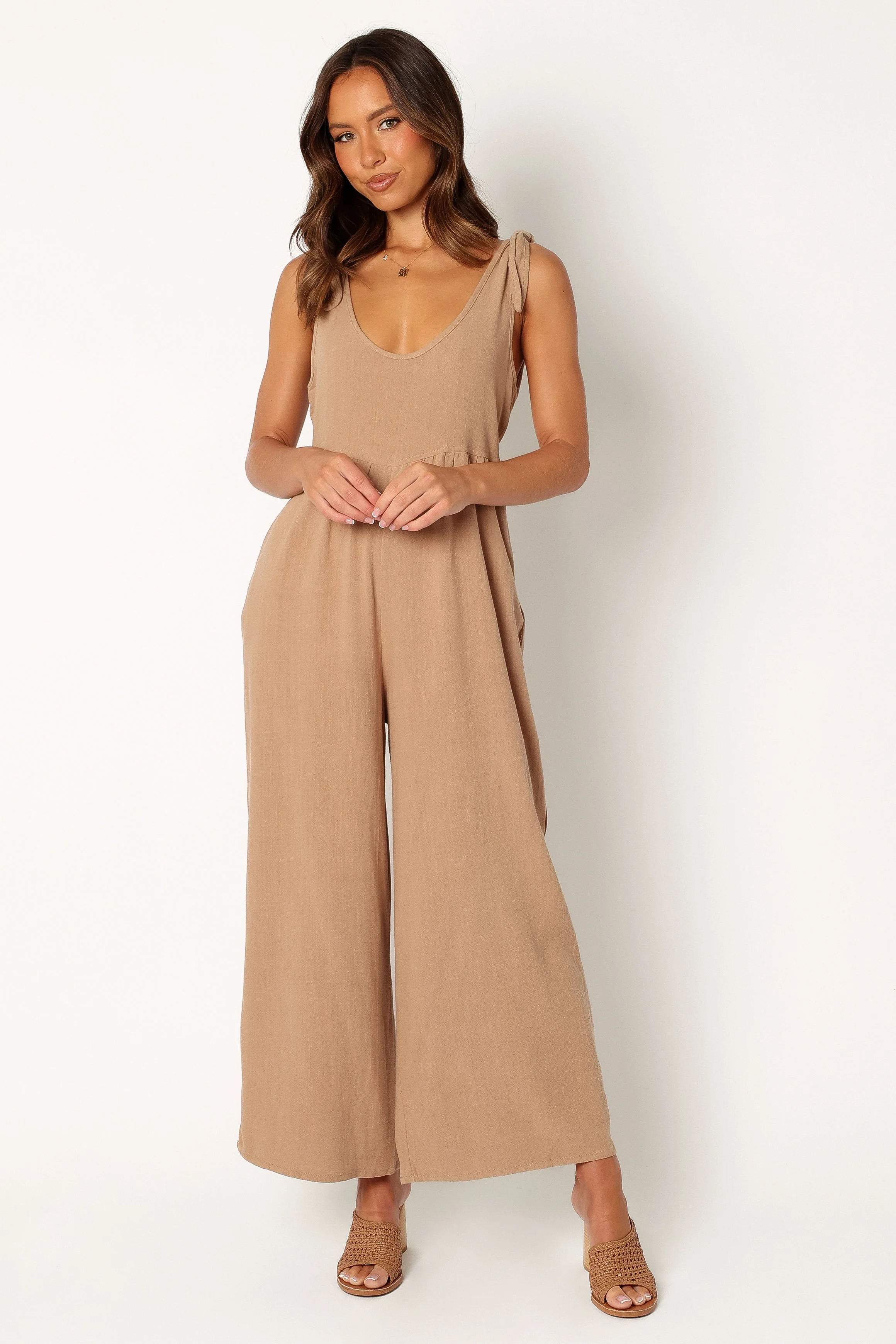 Ayla Linen Jumpsuit - Mocha-Rgtroy